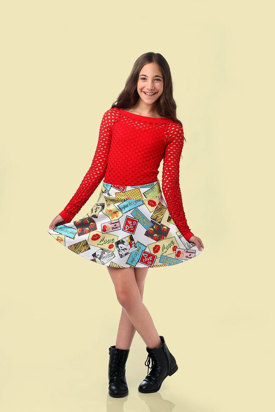 teen model skirt color yellow background.jpg
