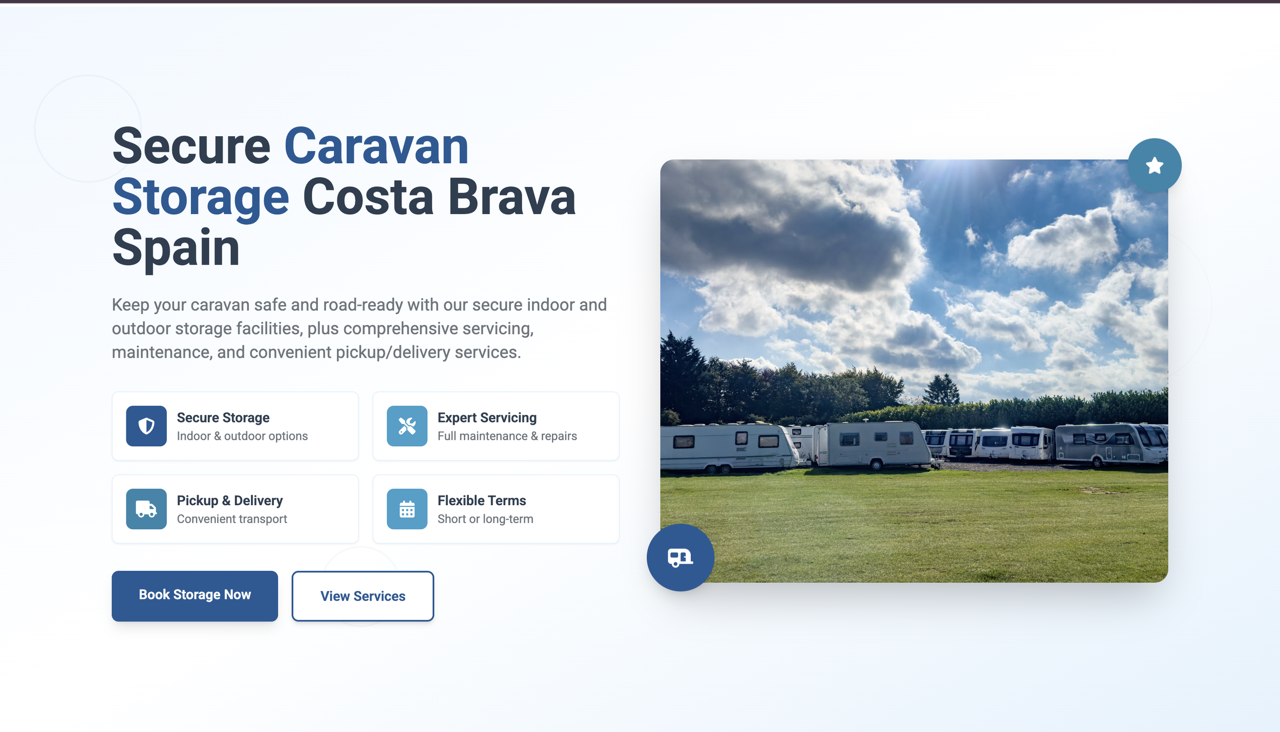 Punt Caravan Parking website by your digital team