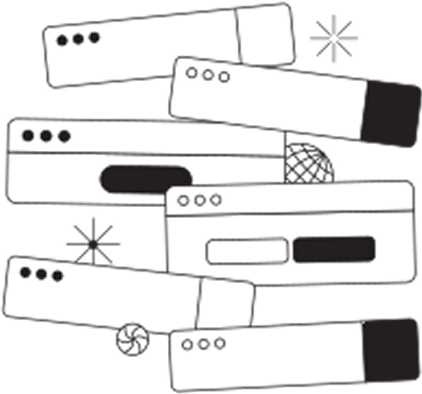 Multiple overlapping computer browser windows with various interface elements, some with black backgrounds or blacked-out sections.