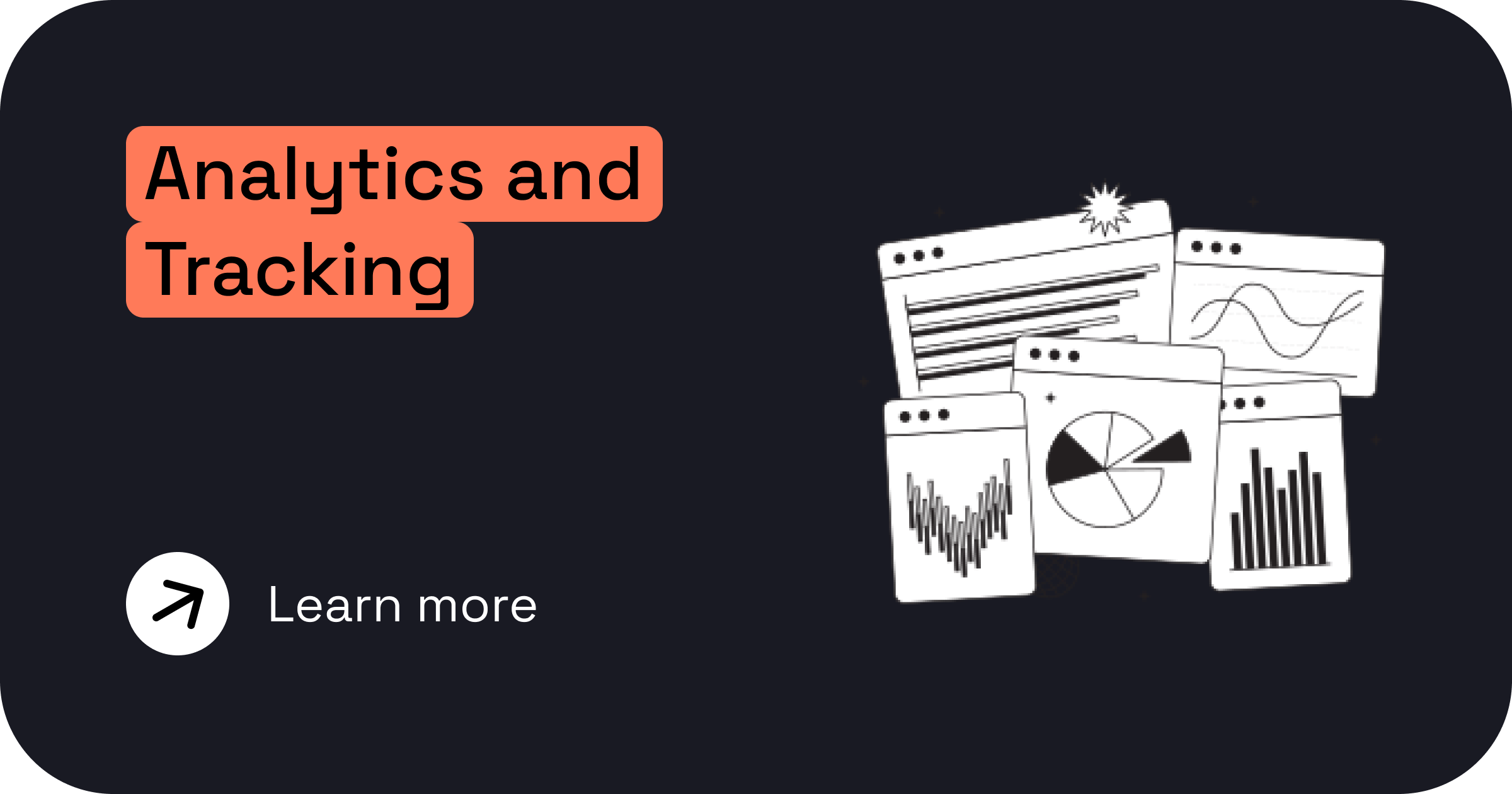 Screenshot of a digital marketing or analytics platform showing multiple graphs and charts, with the text 'Analytics and Tracking' prominently displayed.
