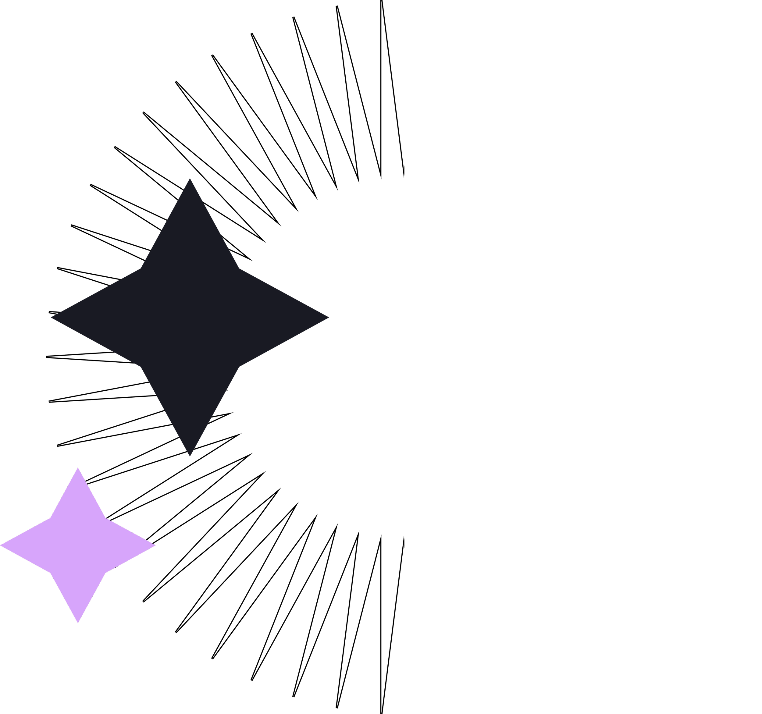 A graphic featuring a series of black stars and purple stars on a black background, with some stars connected by lines.