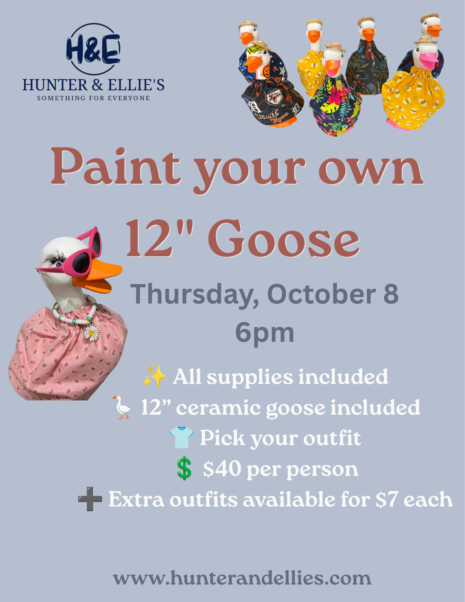 Paint Your Own 12" Goose - October 8 (Not a Porch Goose)