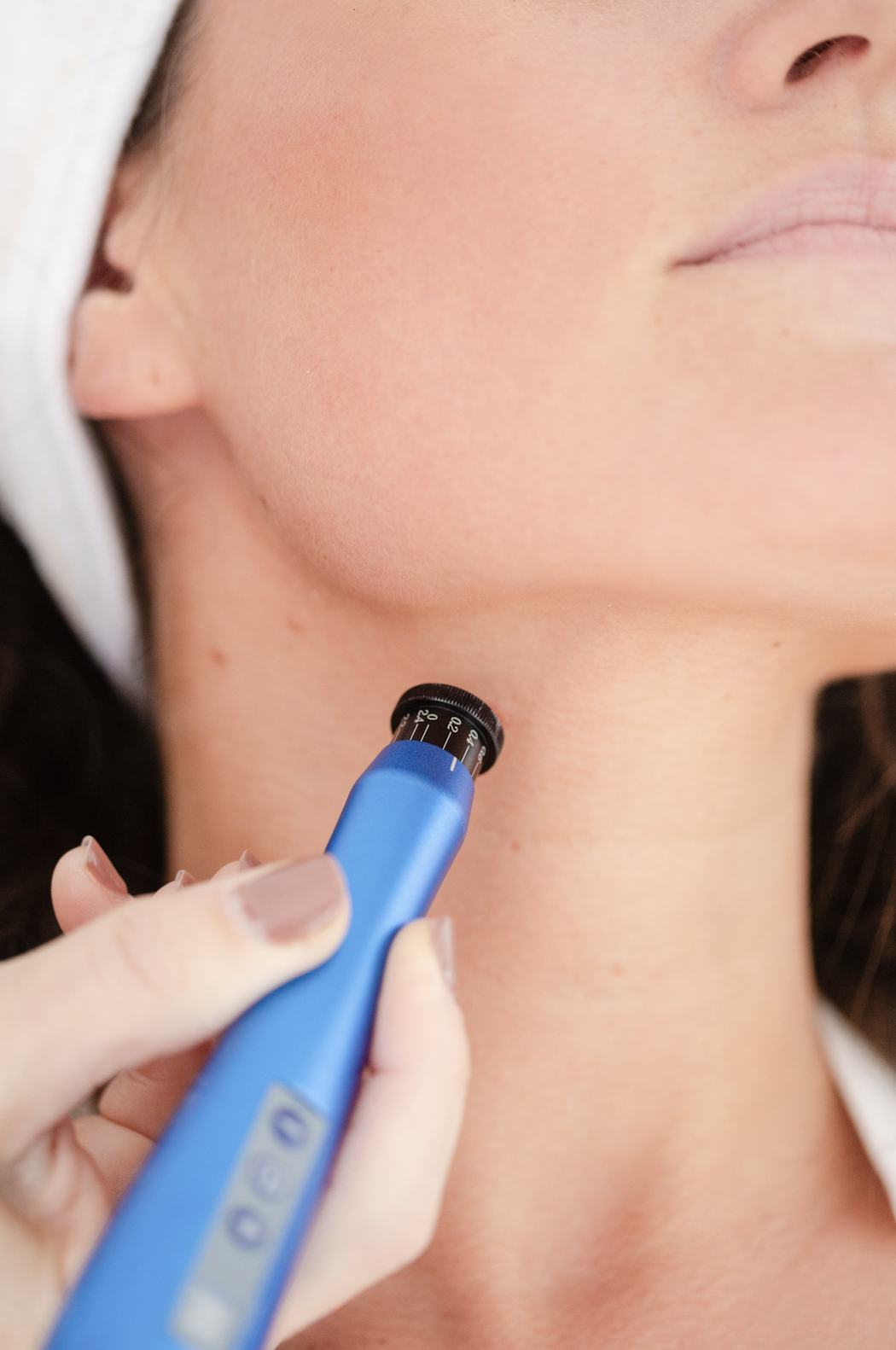 A client receiving a facial treatment