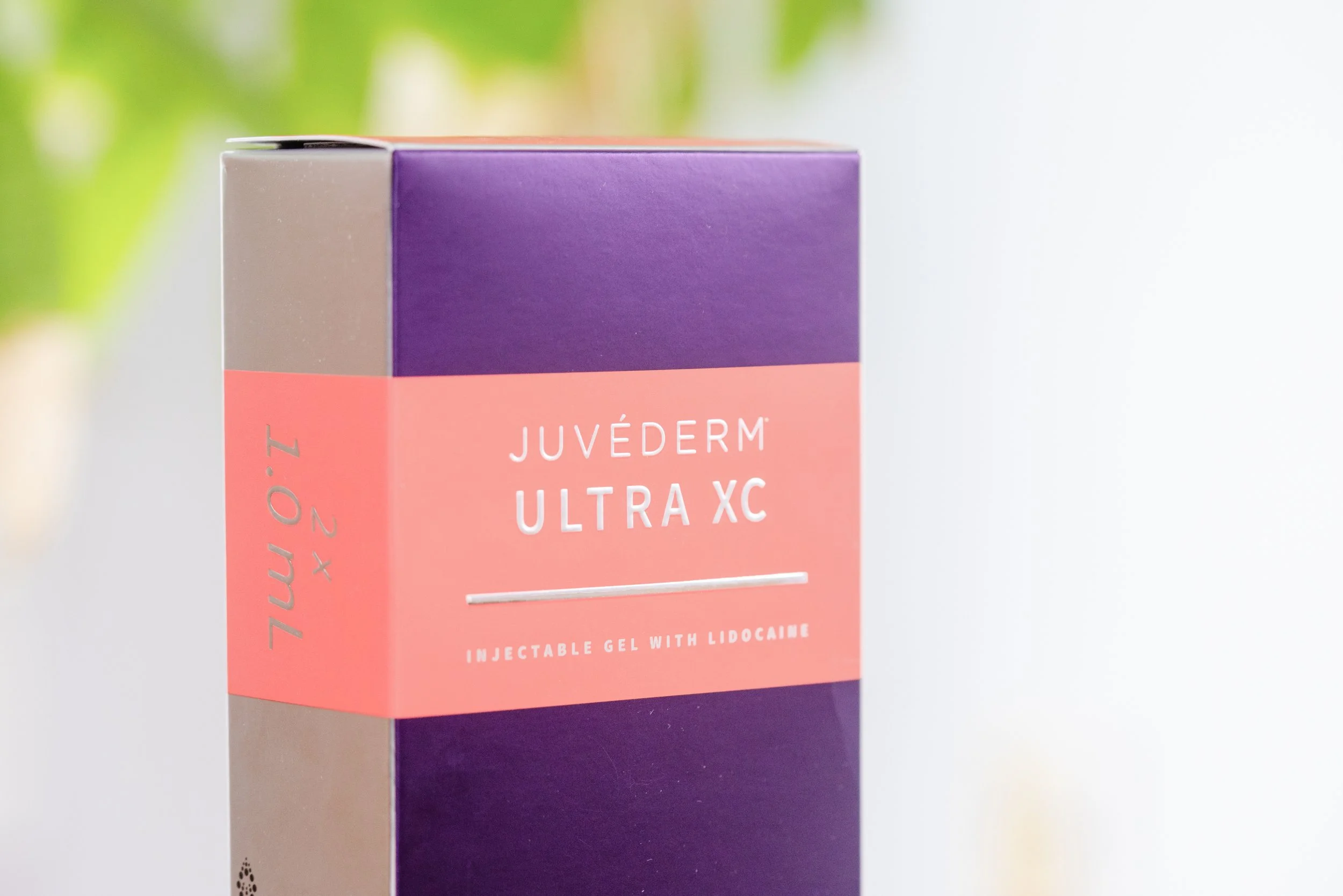 Close-up of a Juvederm Ultra XC cosmetic product box