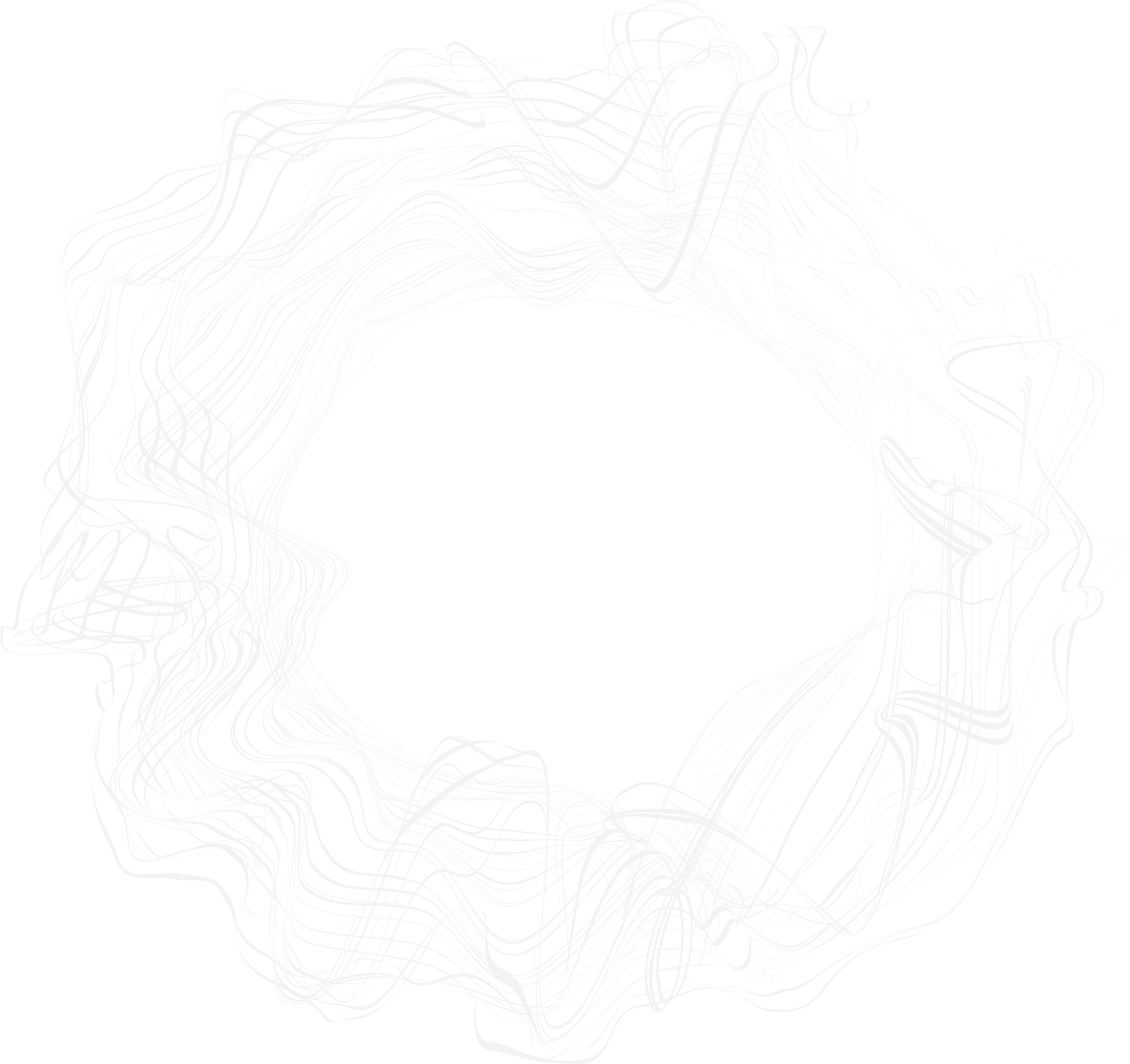 White abstract lines on a black background, forming chaotic wavy patterns.