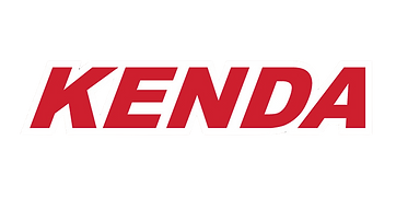 The Kenda logo in red letters with a white outline on a black background.