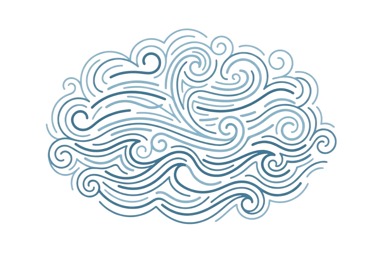 Illustration of a cloud with swirling rain patterns. Zephyr Paddlesports Icon — Charlotte NC paddleboard rentals, lessons, and social paddles. Rent a paddleboard, join a social paddle, or book a lesson on Charlotte's best waterways — Latta Nature Pre