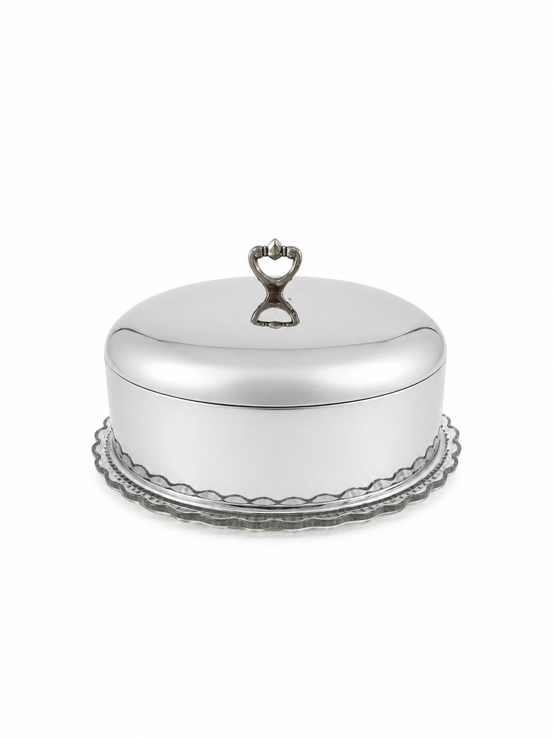 Vintage Silver-Plated Covered Serving Dome with Glass Platter