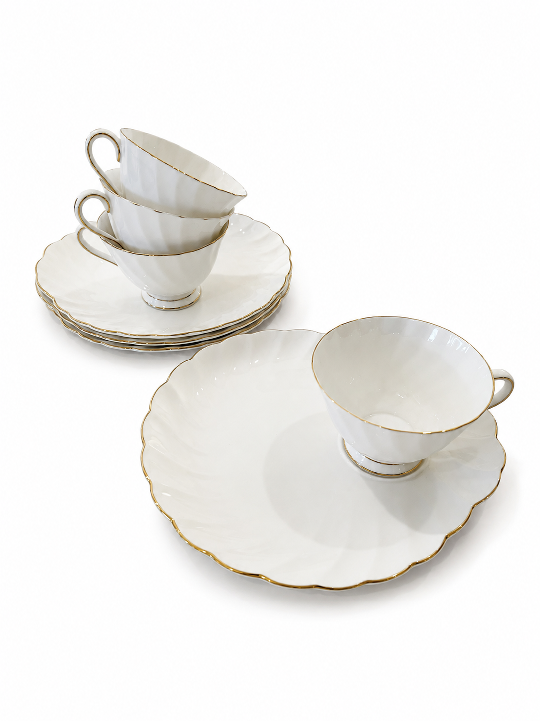 Royal Tuscan "Dover" Fine Bone China Teacup & Saucer Set – White with Gold Trim, Made in England