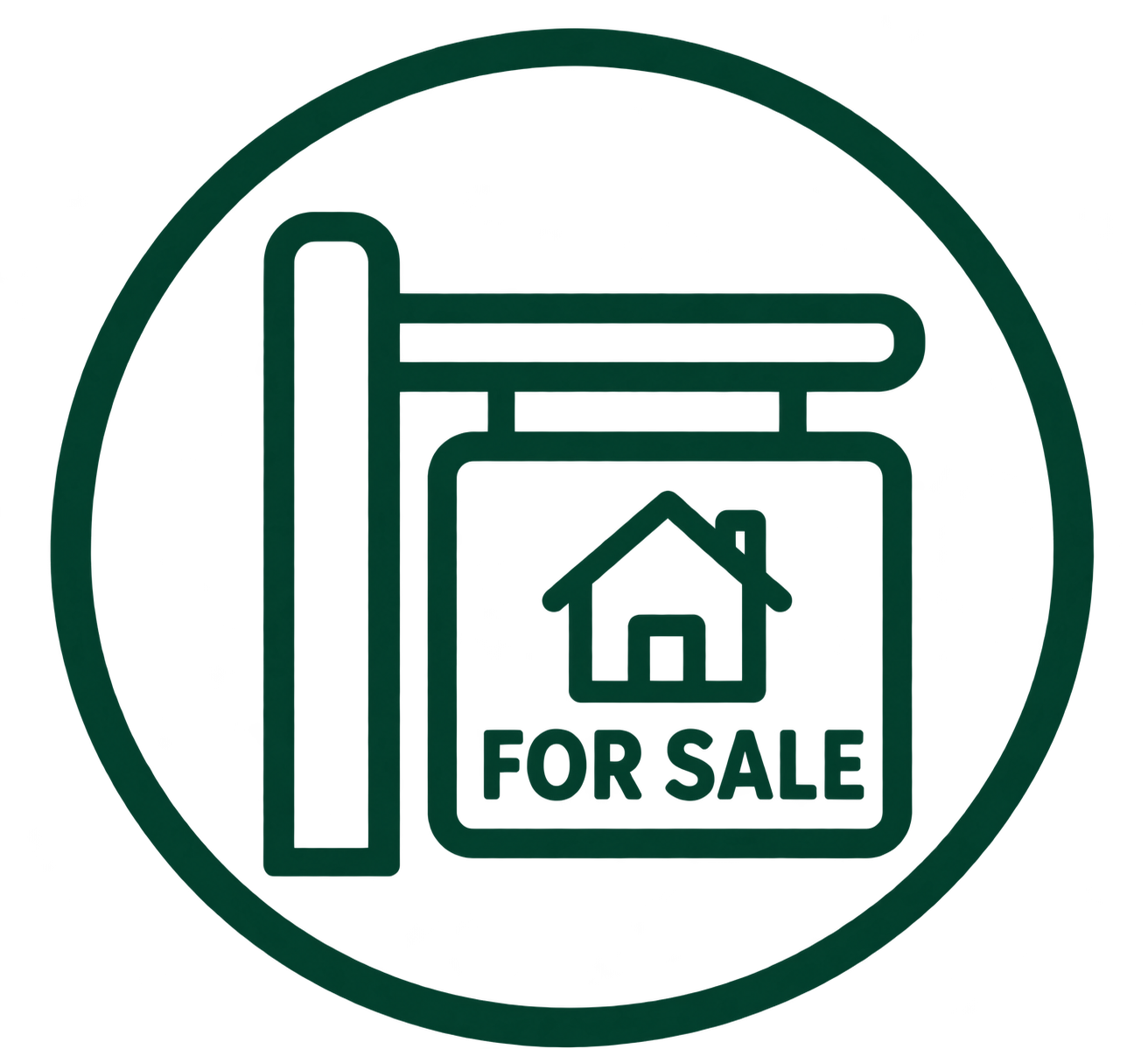 Dark green for sale sign icon representing property preparation for sale.