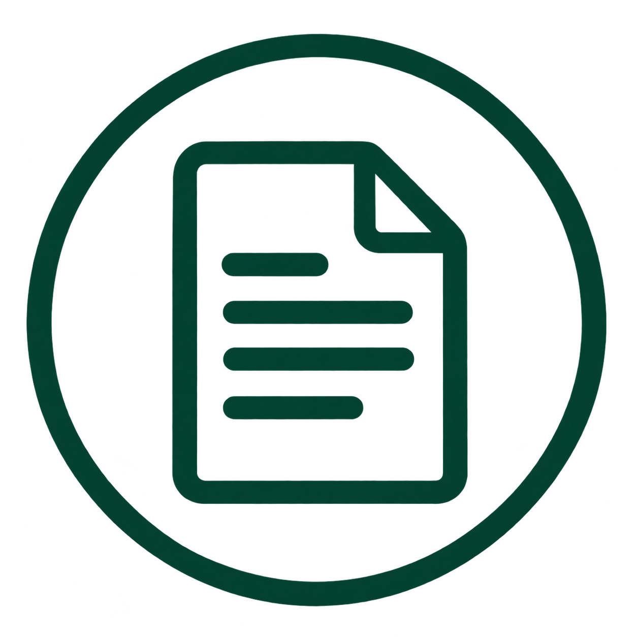 Dark green document icon representing contact details and enquiries for probate property services.
