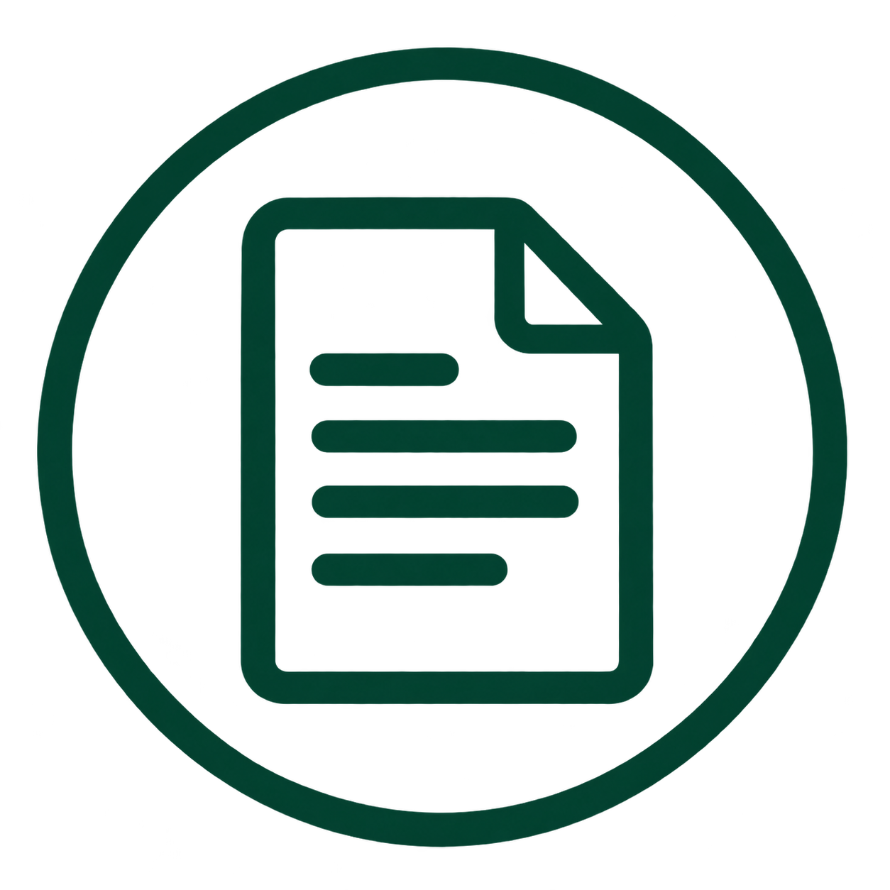 Dark green document icon representing clear communication and detailed probate property reports.