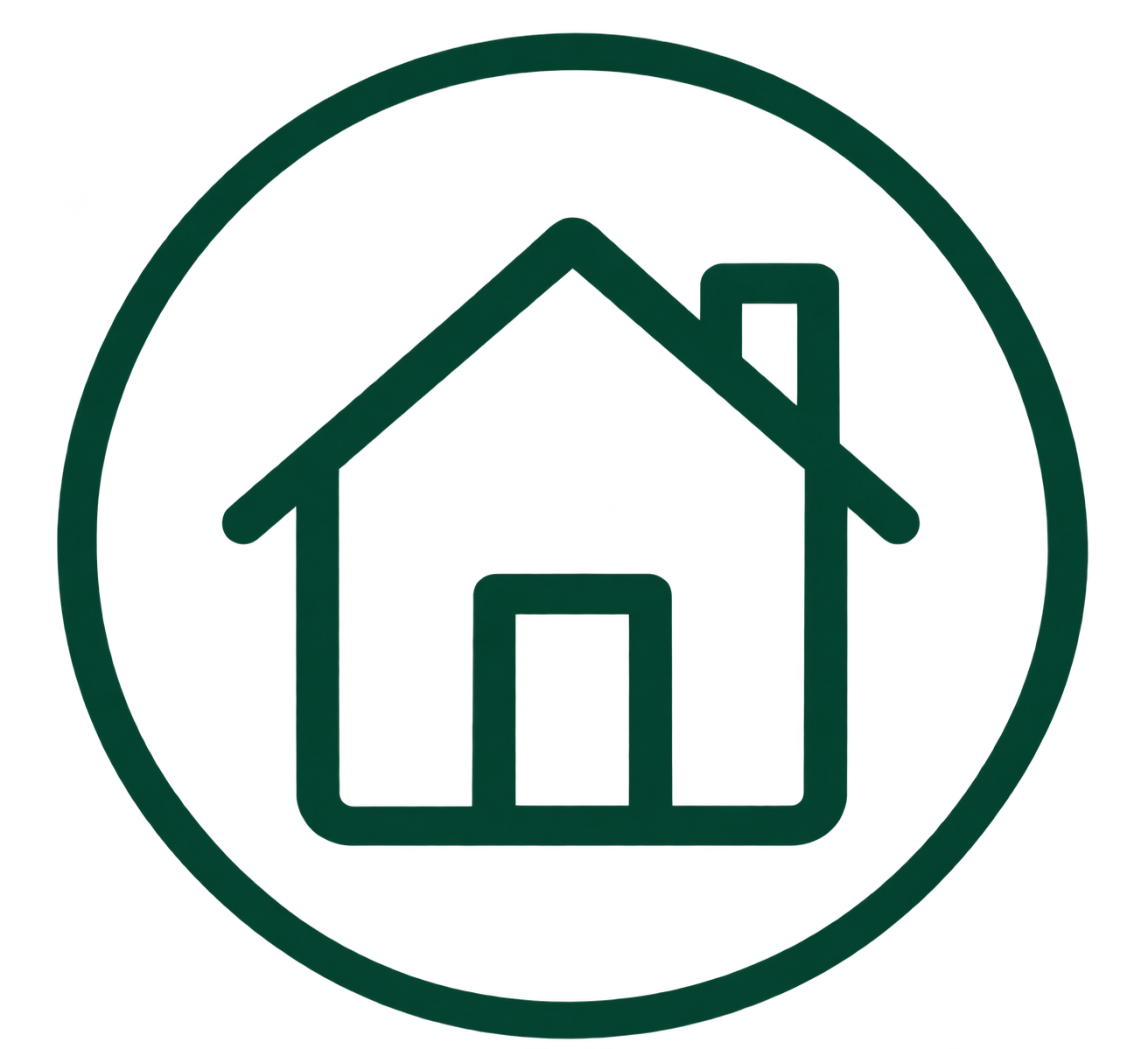 Dark green house icon representing house clearance and property support for probate clients.
