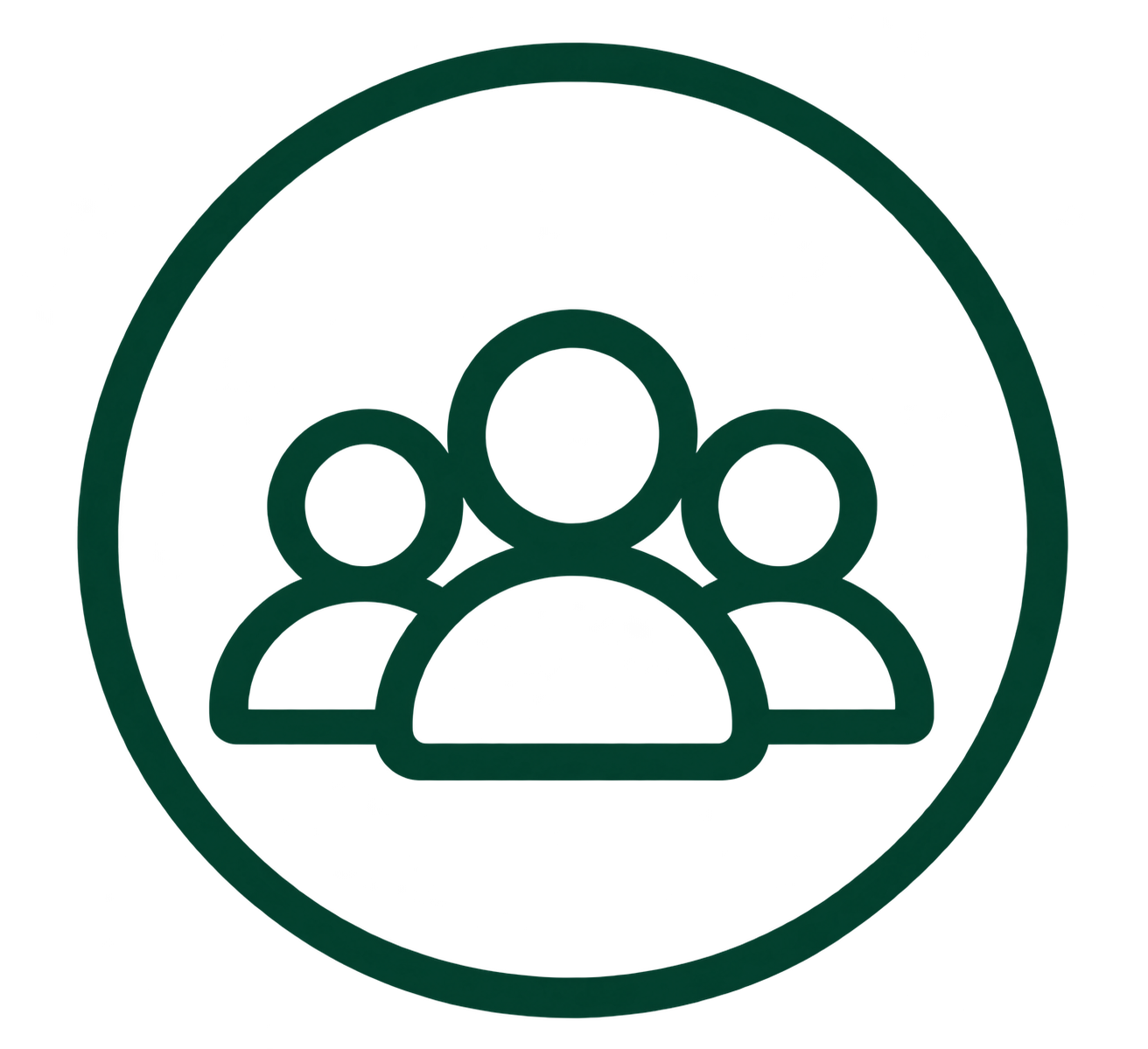 Dark green people icon representing a cleaning service tailored to the needs of each probate property.