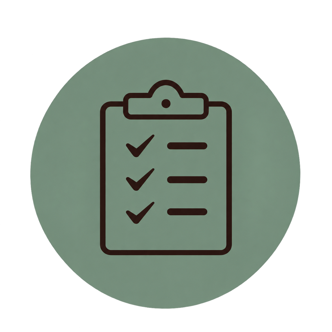 Icon of a clipboard with checklist and three checked items.