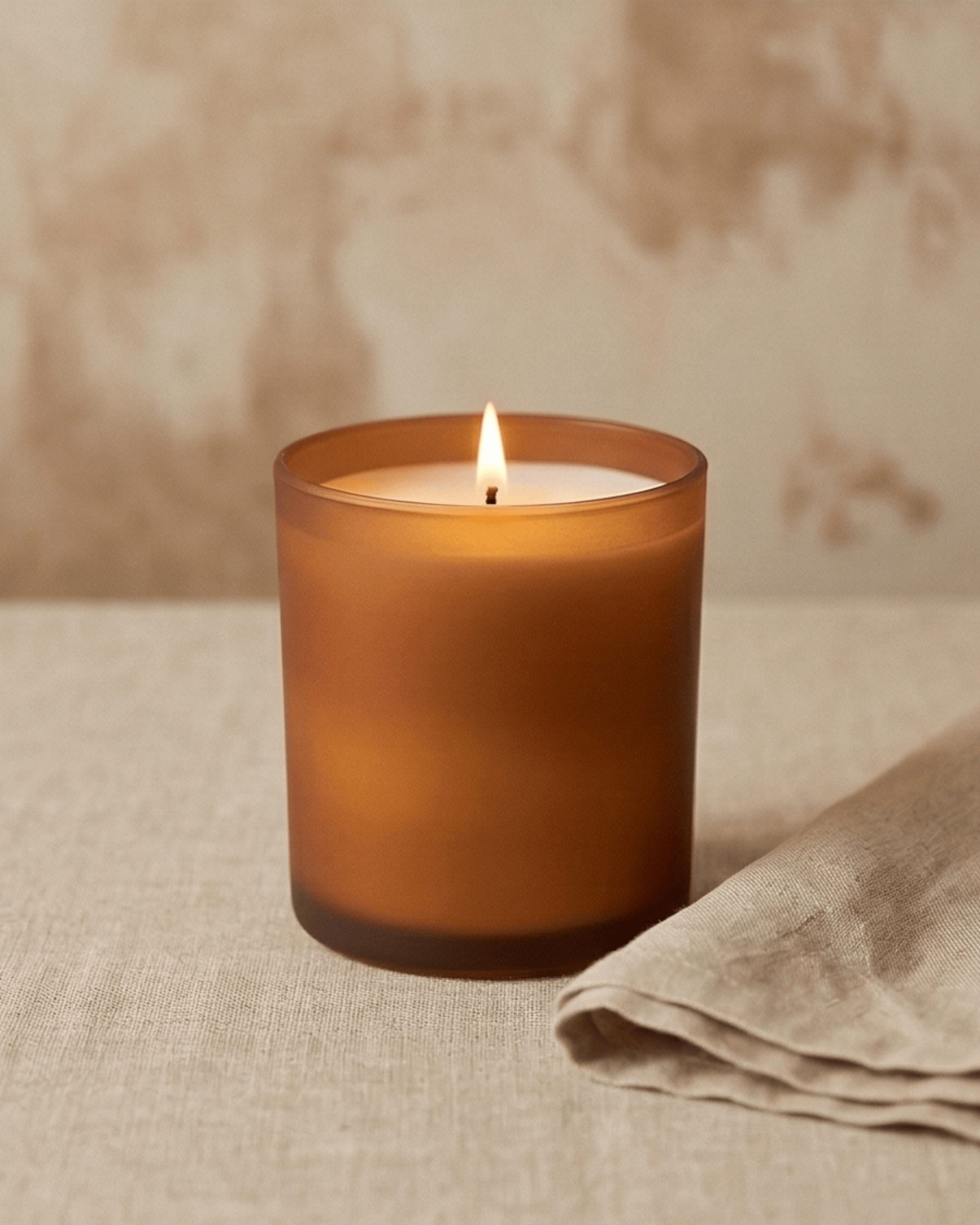 Salted Ember handmase soy candle in Amber vessel