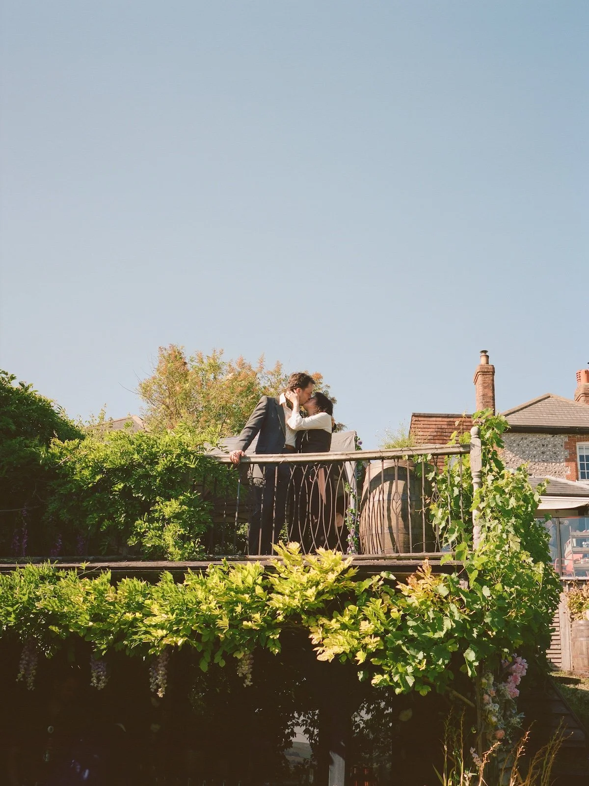 Cowboy garden wedding photography on medium format film