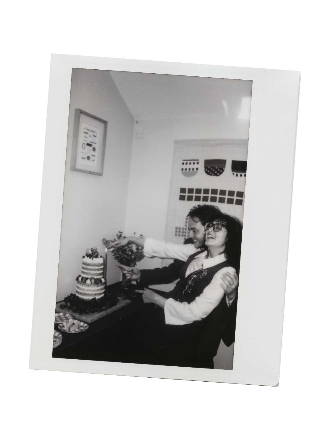 Cowboy garden wedding photography on instant film