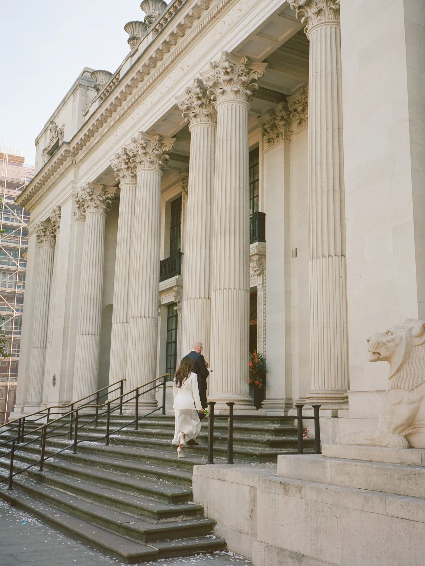 Old Marylebone Town Hall wedding London on medium format film