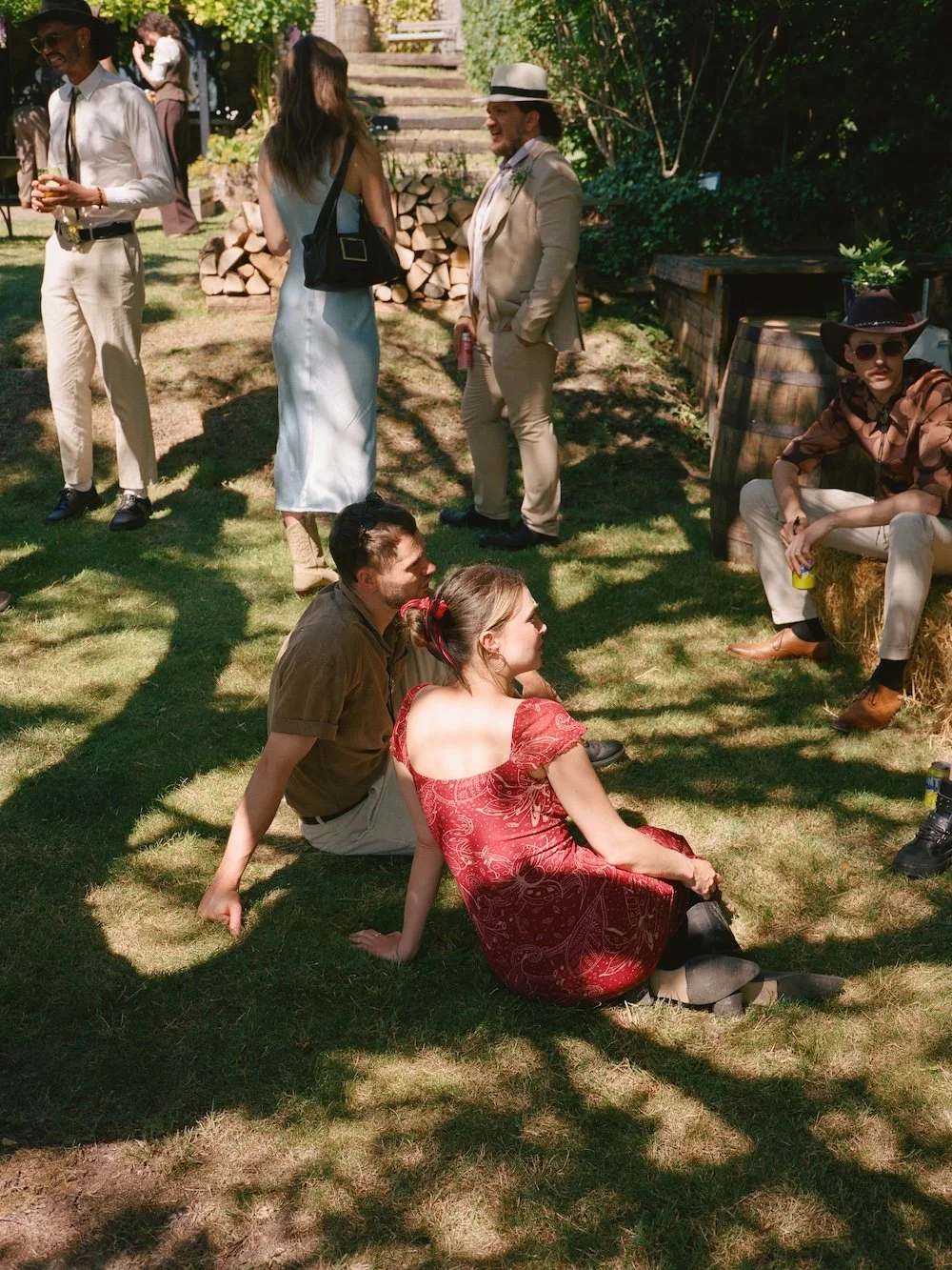Cowboy garden wedding photography on medium format film