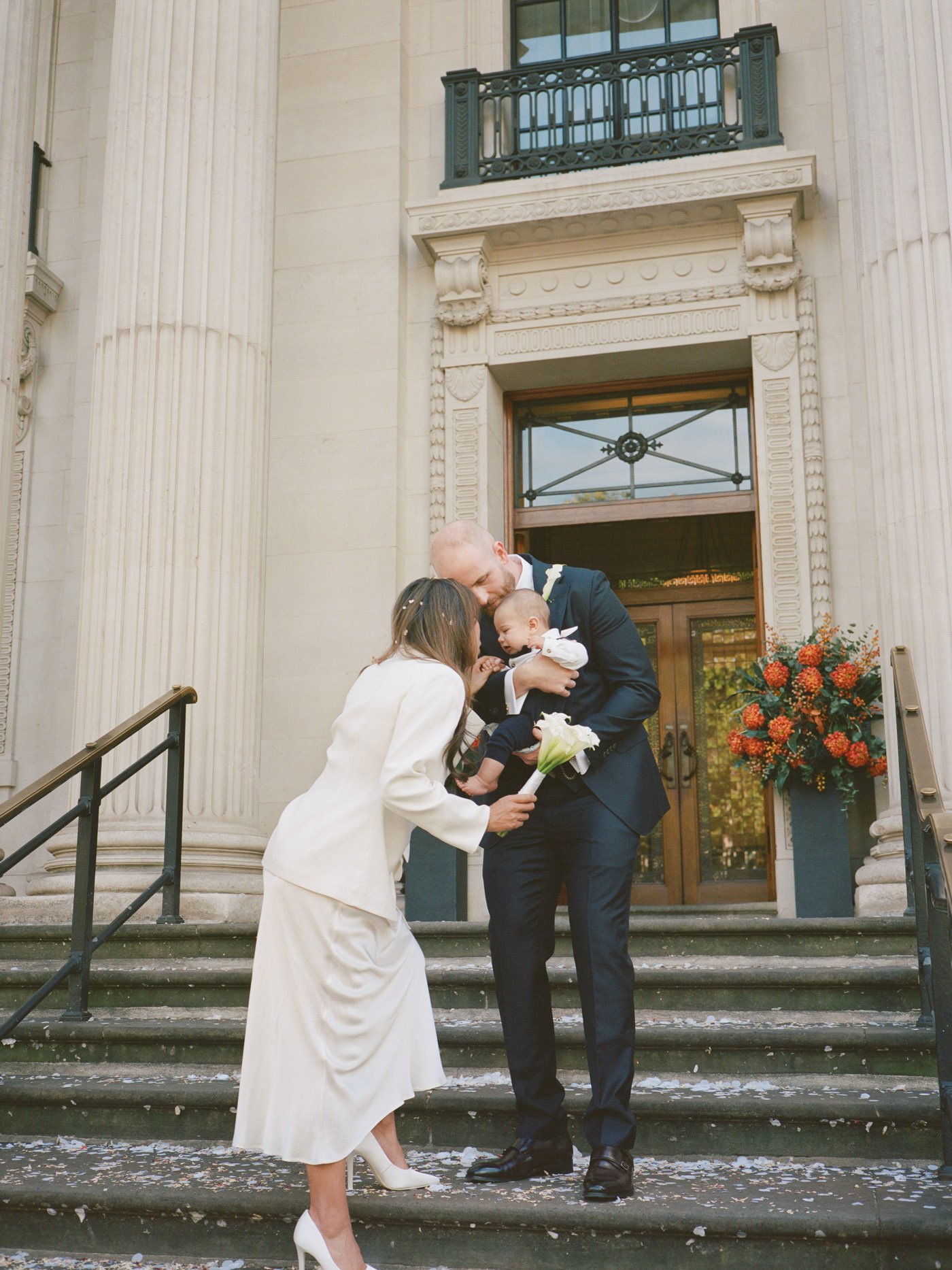 Old Marylebone Town Hall wedding London on medium format film