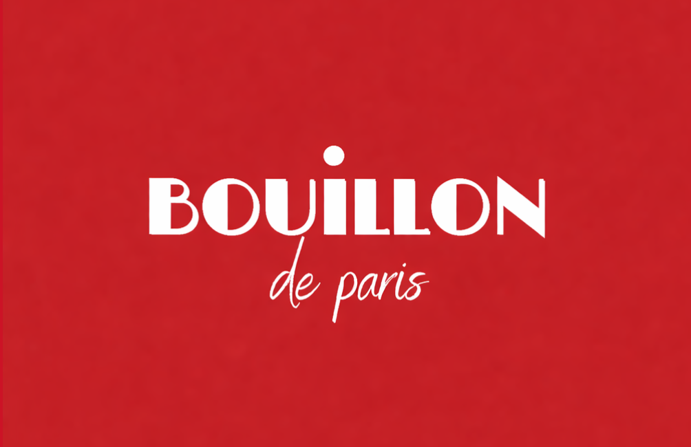 Logo de Bouillon de Paris avec fond rouge.