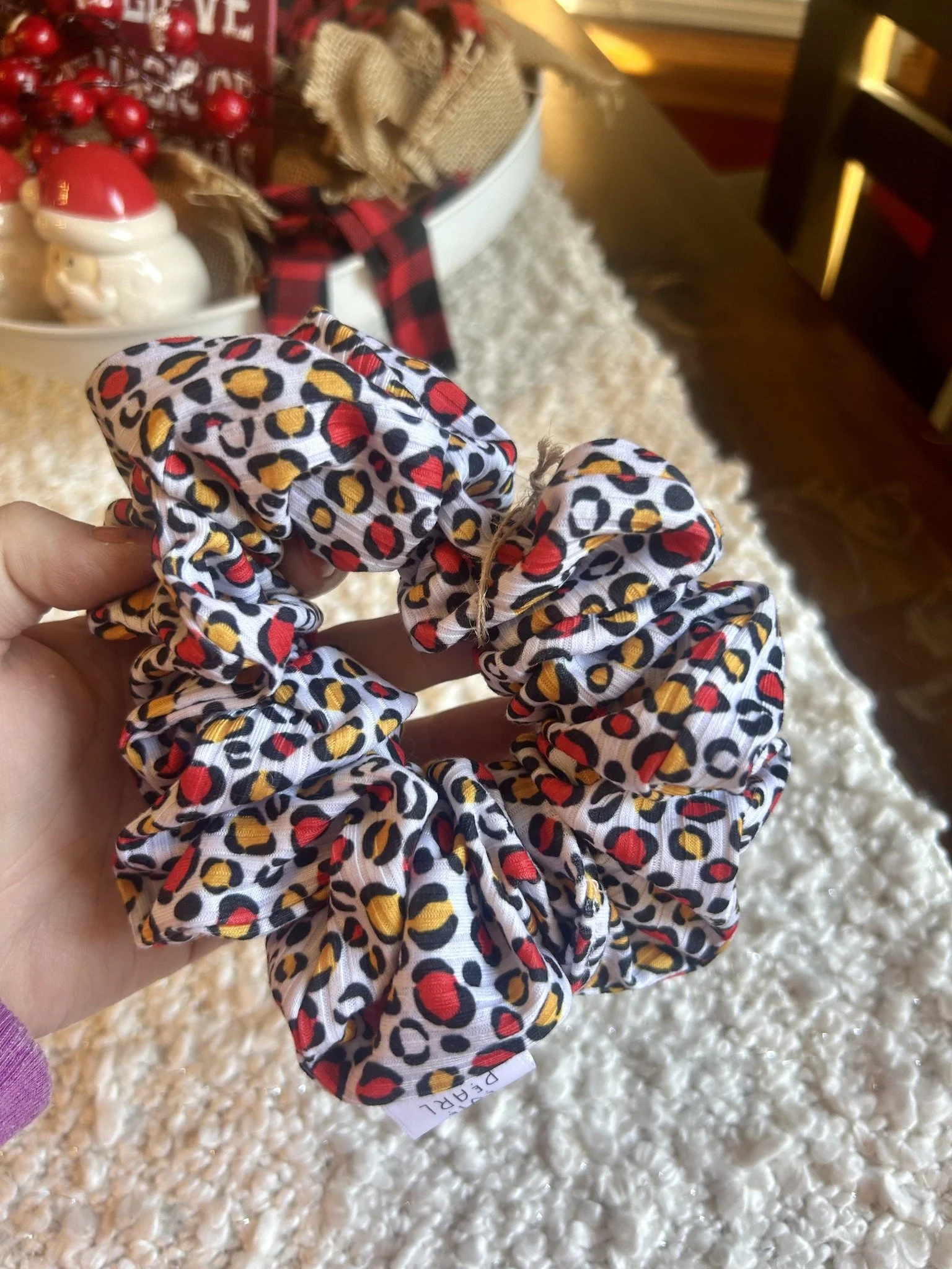 Kansas City Chiefs Cheetah Print Scrunchie