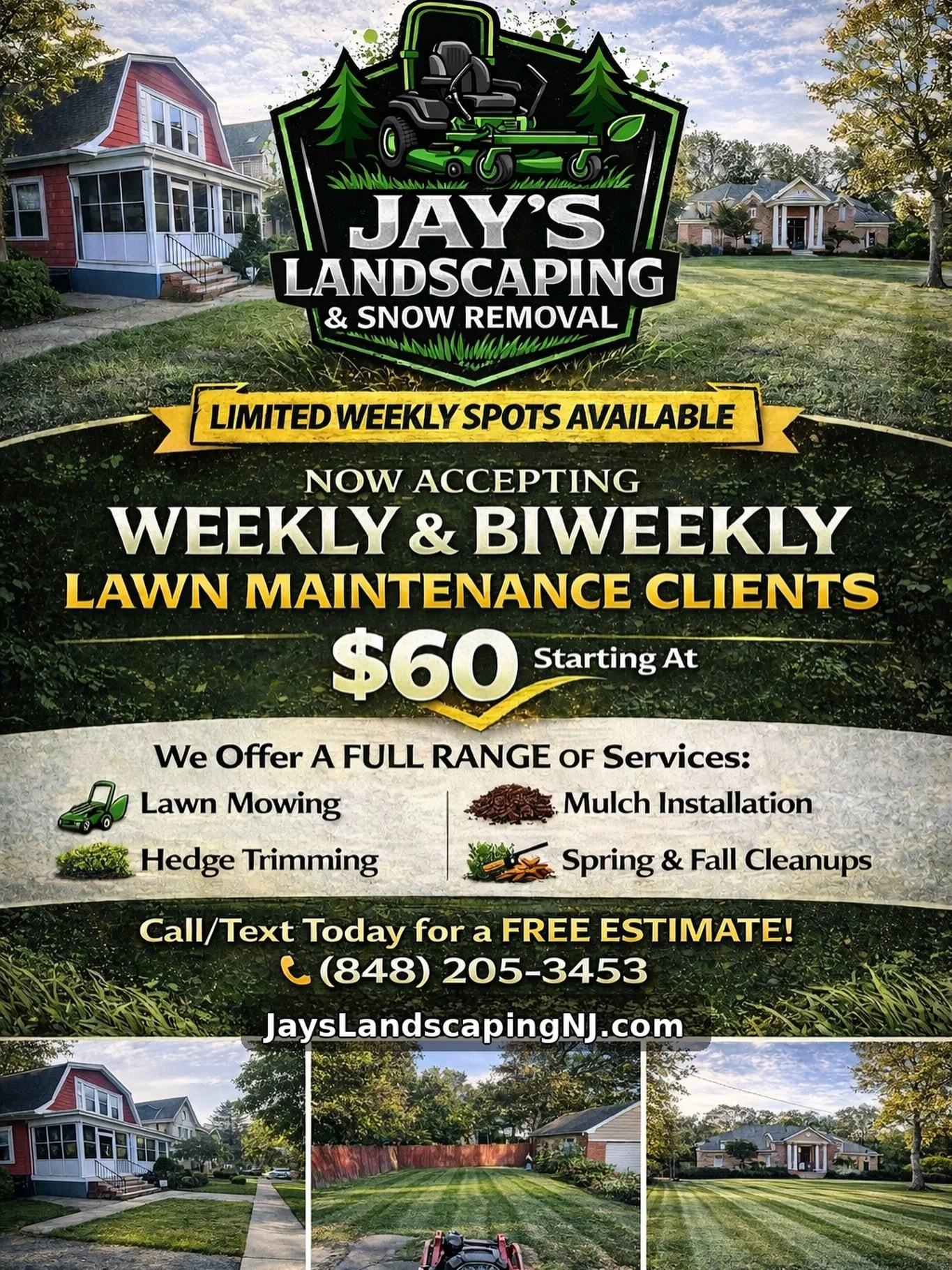 🌿 Now Accepting New Landscaping Clients! 🌿

We&rsquo;re a local landscaping company now accepting new clients in the area. Our goal is simple &mdash; provide quality work and make sure every customer is happy with the results.

Whether you need rou