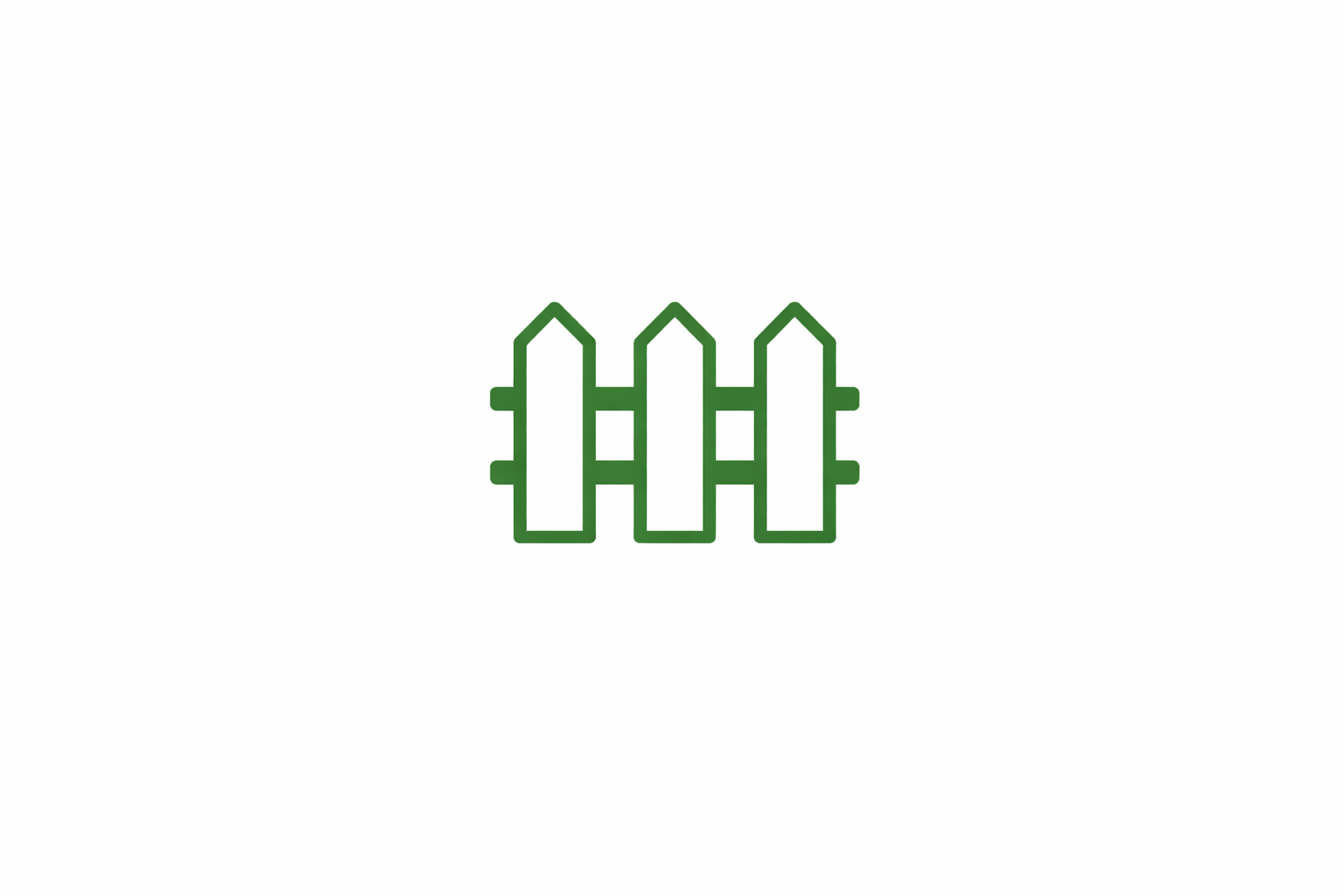 Illustration of a green picket fence with three posts.
