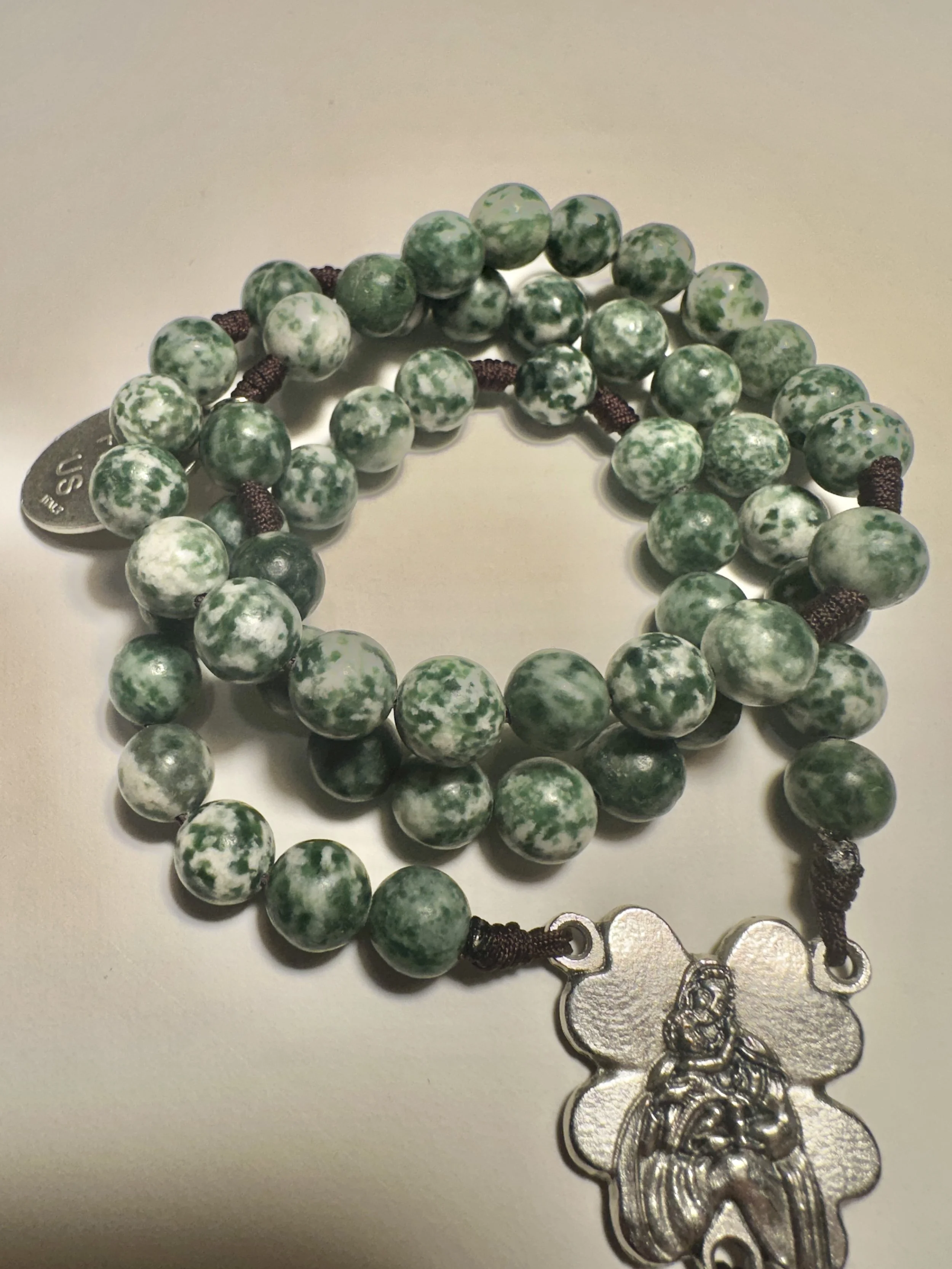 Saint Patrick's Rosary- Green Spot Jasper beads