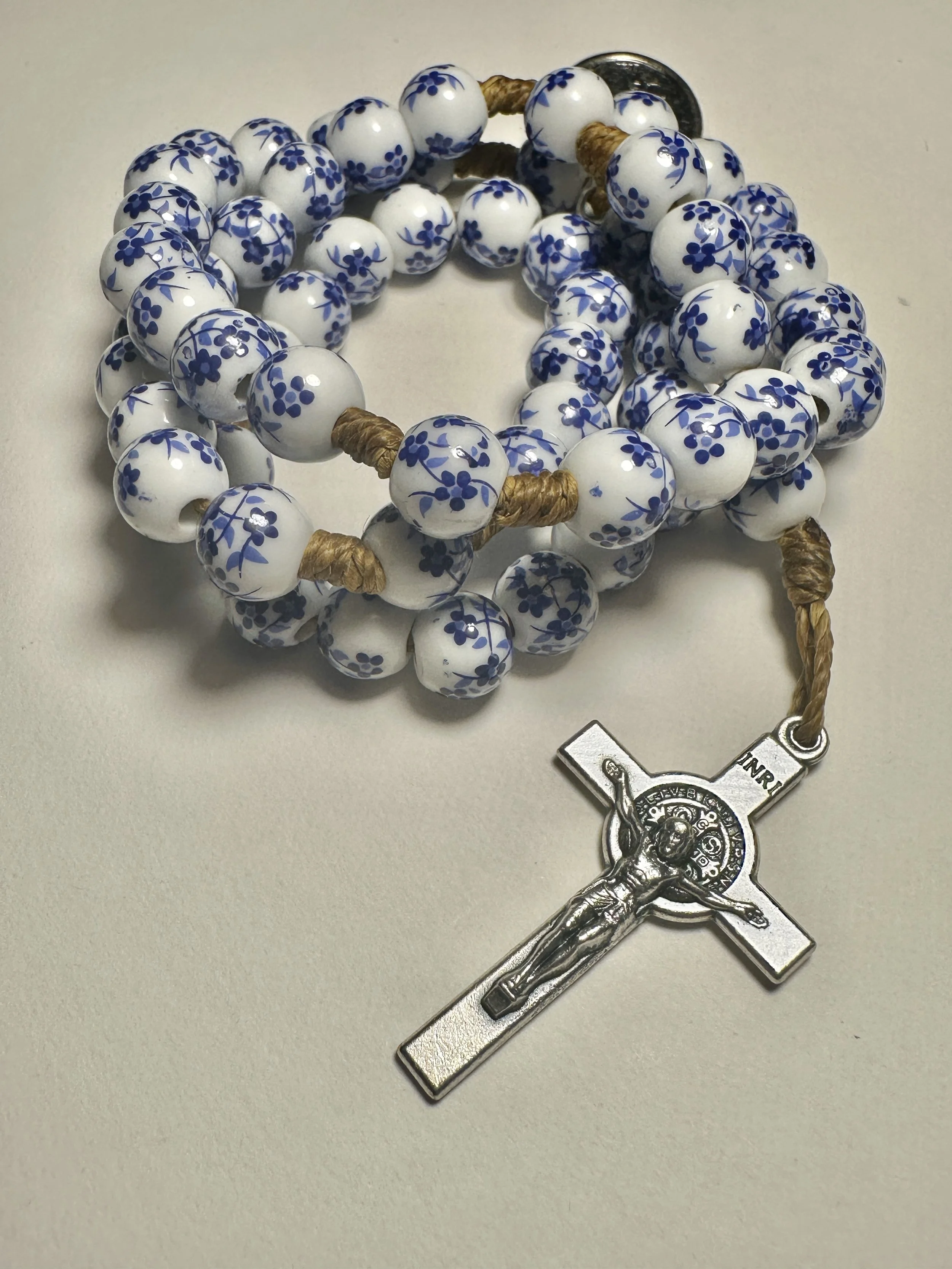 Classic Blue Floral Rosary