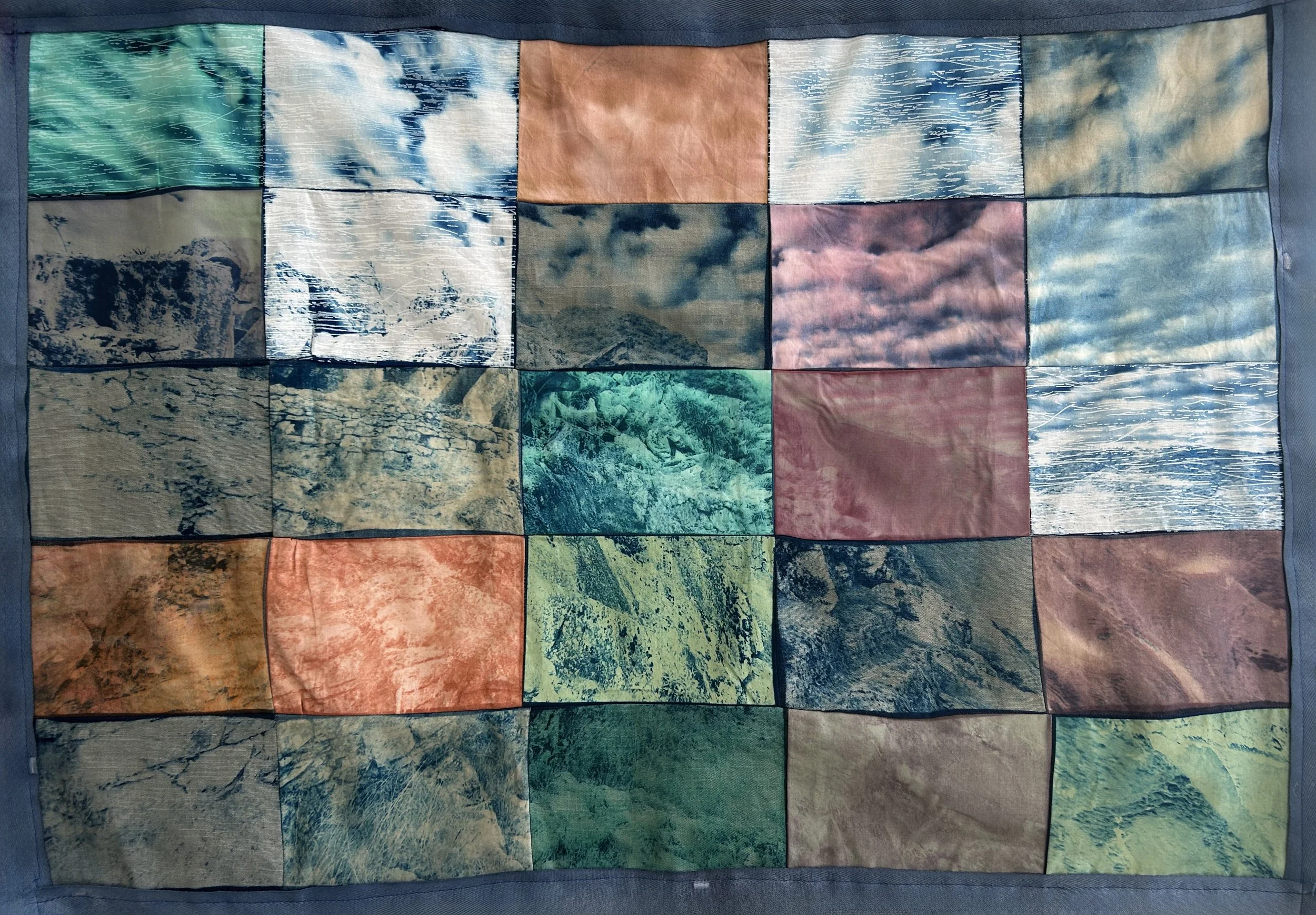 Quilt- Cyanotype, and Gum Bichromate on fabric, 25 x 37", 2026