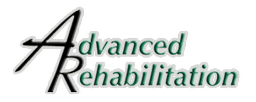 Text logo reading "Advanced Rehabilitation" with stylized and colored fonts.