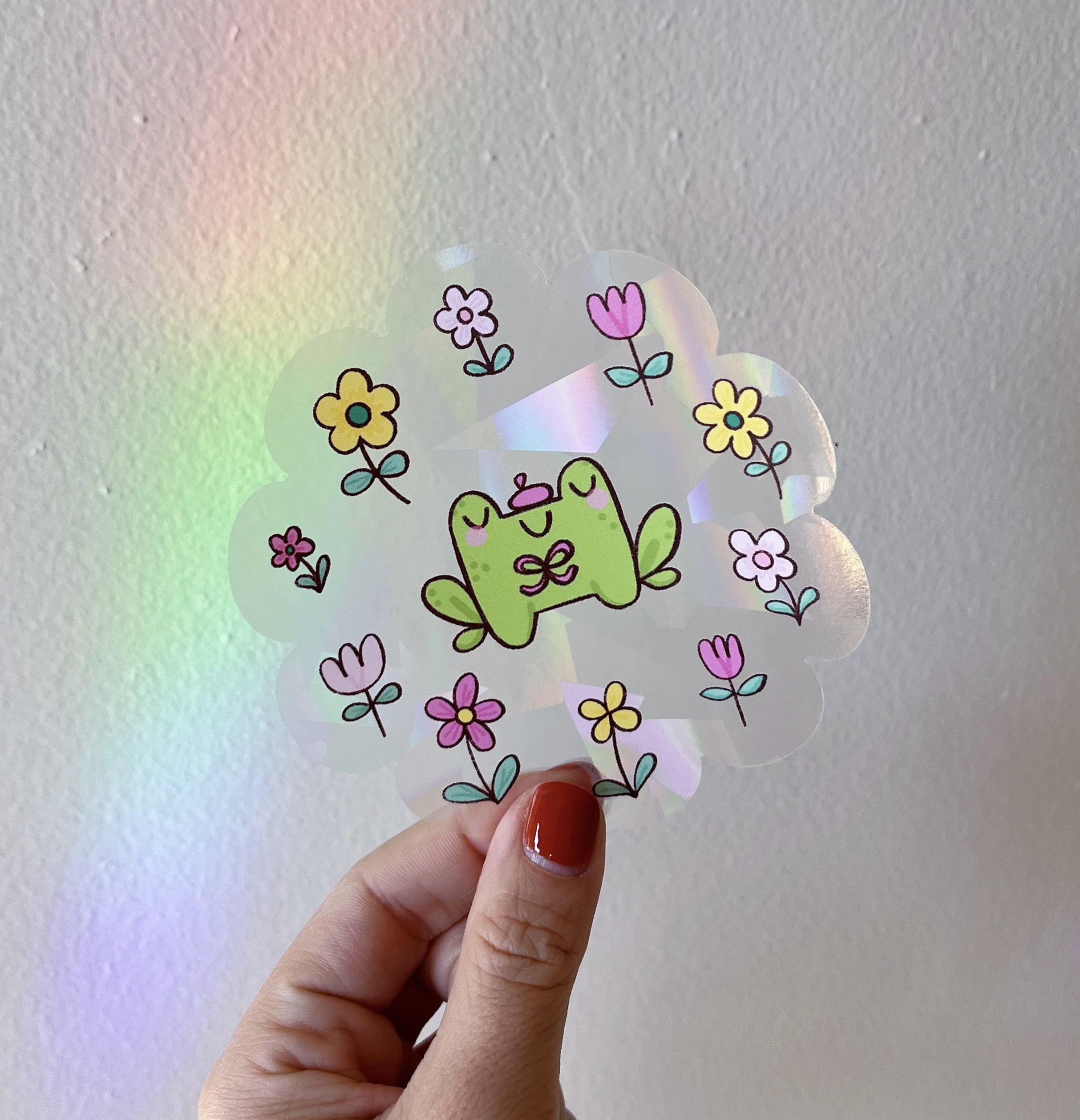 Frog + Flower Suncatcher Sticker
