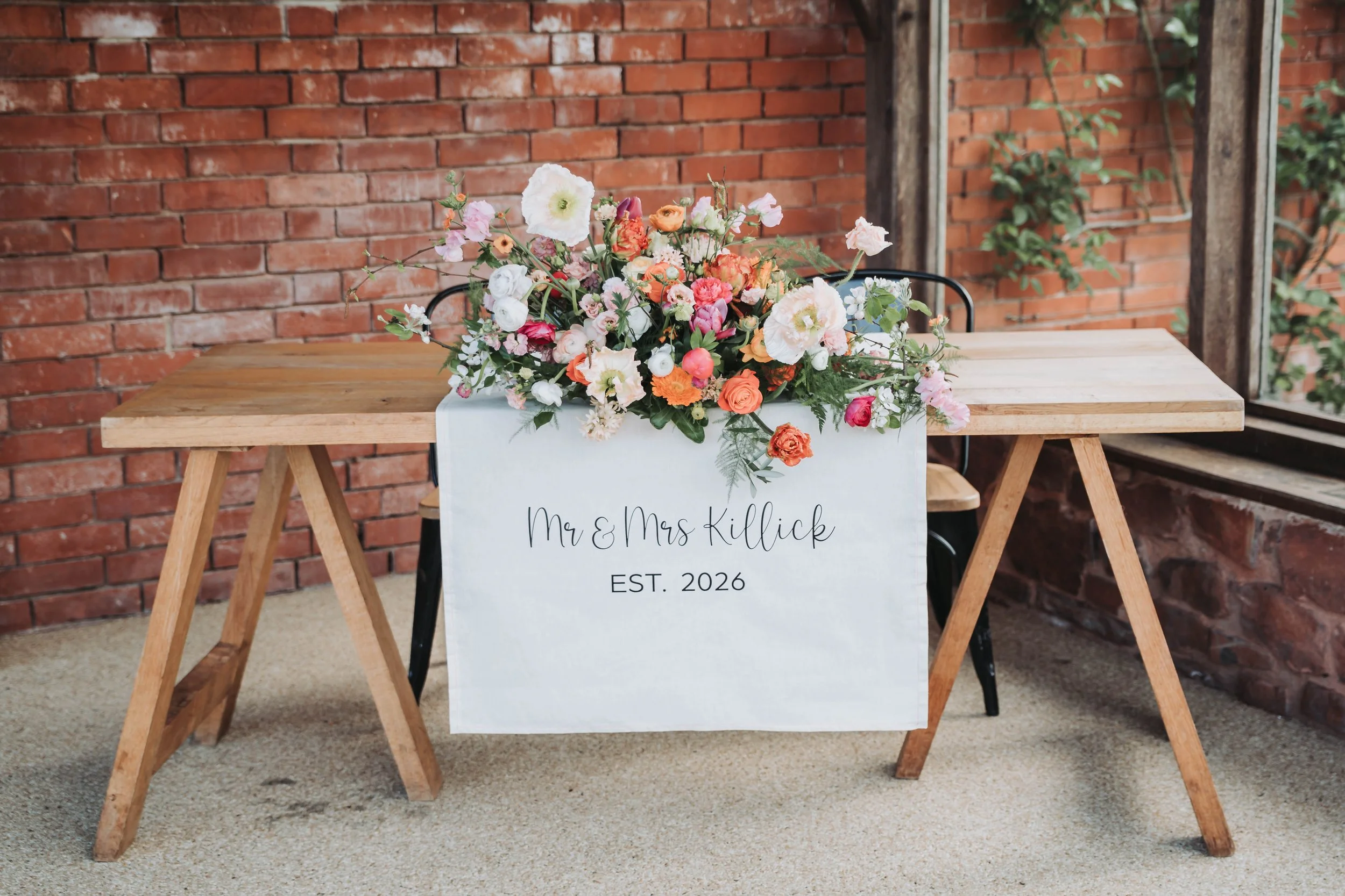 Linen fabric banner