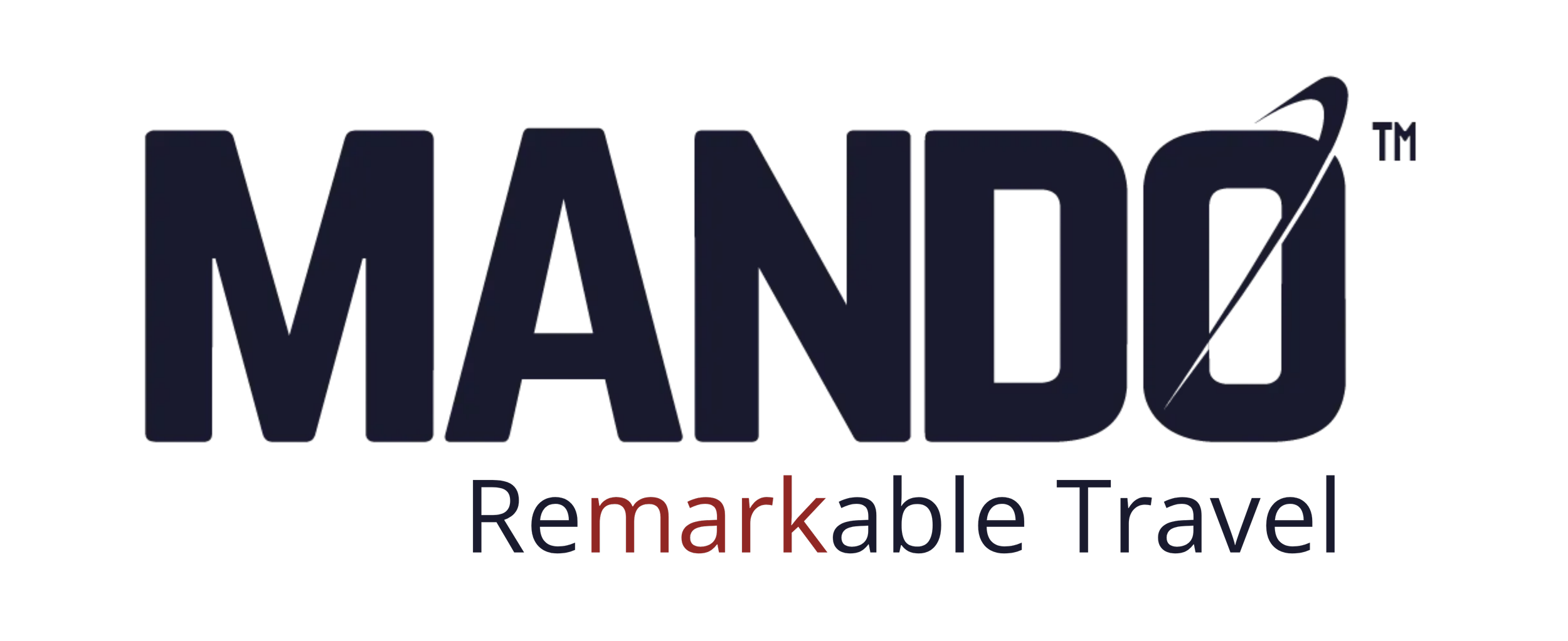 MANDO Remarkable Travel logo in navy blue and red text.