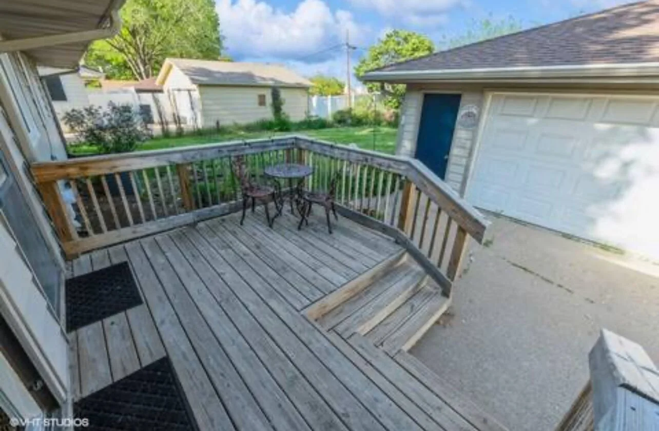 Full picnic table replaced this small sitting table now on the front patio.