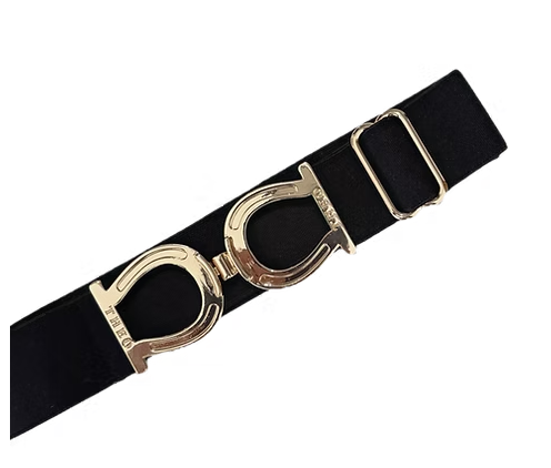 THEO Equestrian Belt - Black with Gold Buckle