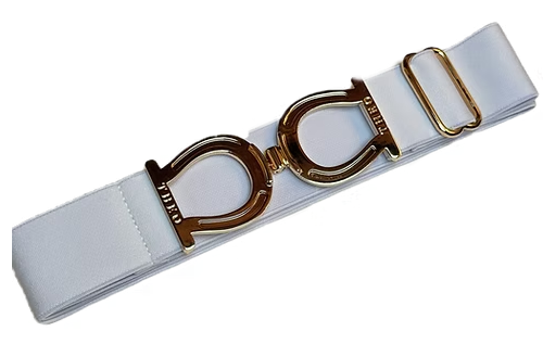 THEO Equestrian Belt - White with Gold Buckle