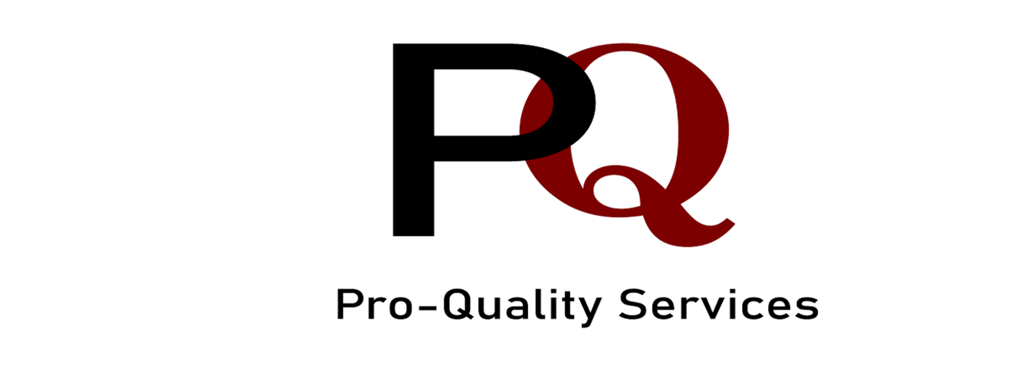 Logo with the letters P and Q intertwined, with a large black P and a red Q, and the text 'Pro-Quality Services' below.
