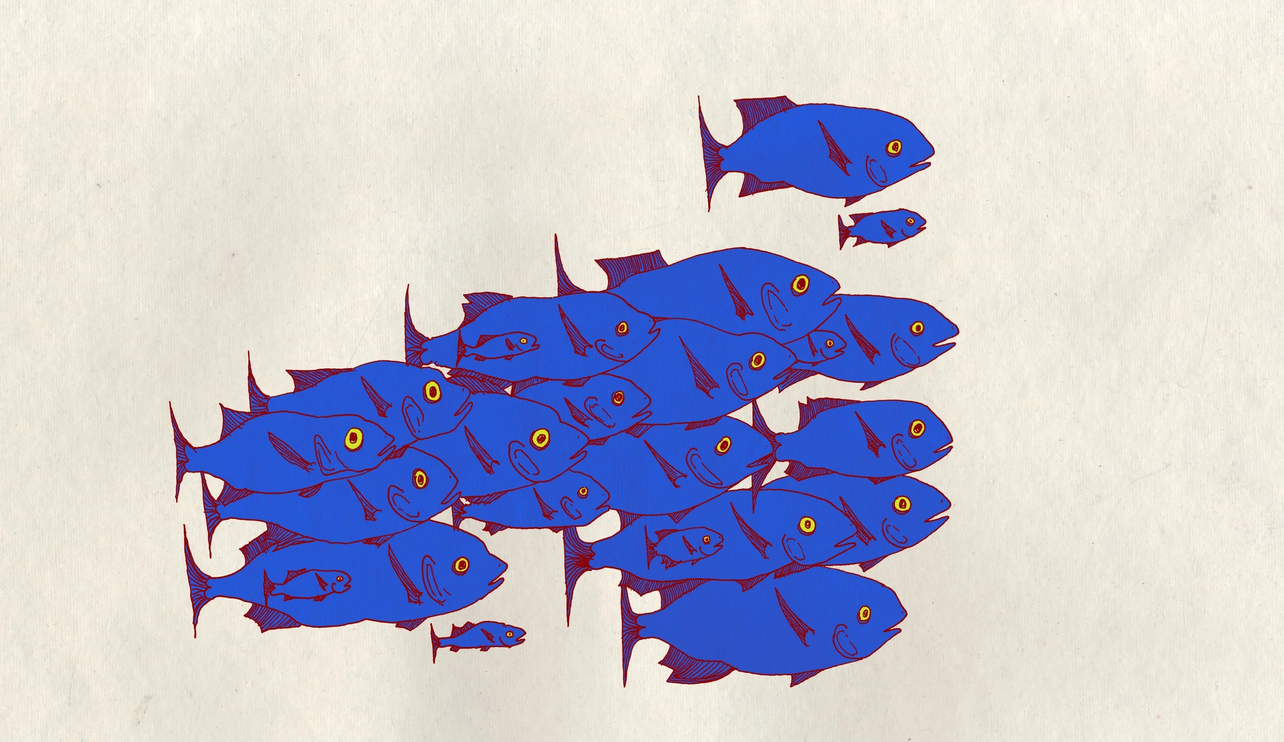 "Fish School" 2026, Digital Mixed Media