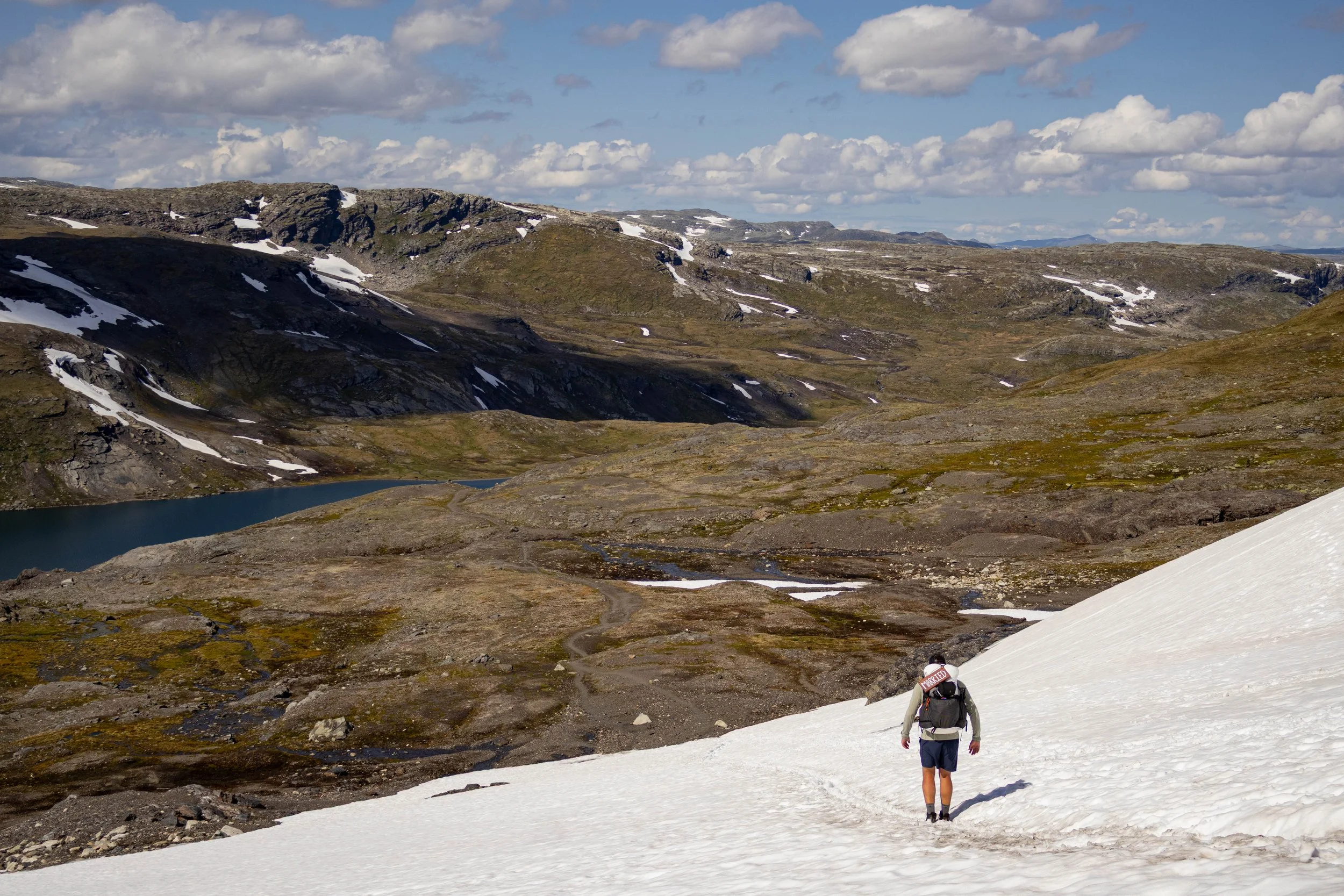 Snow crossing hiking in the Aurlandsdalen Valley.