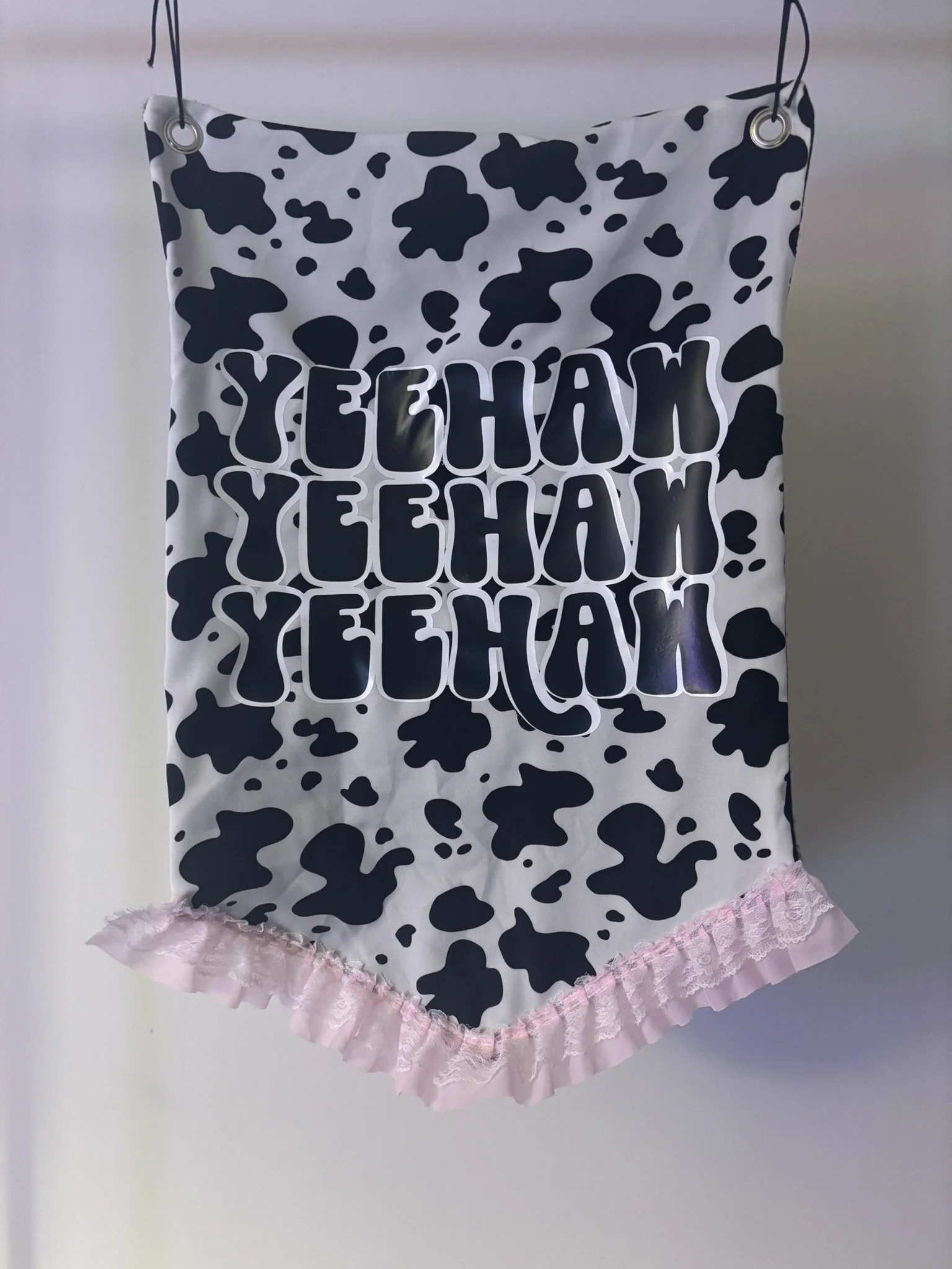 YeeHaw mini cow print banner