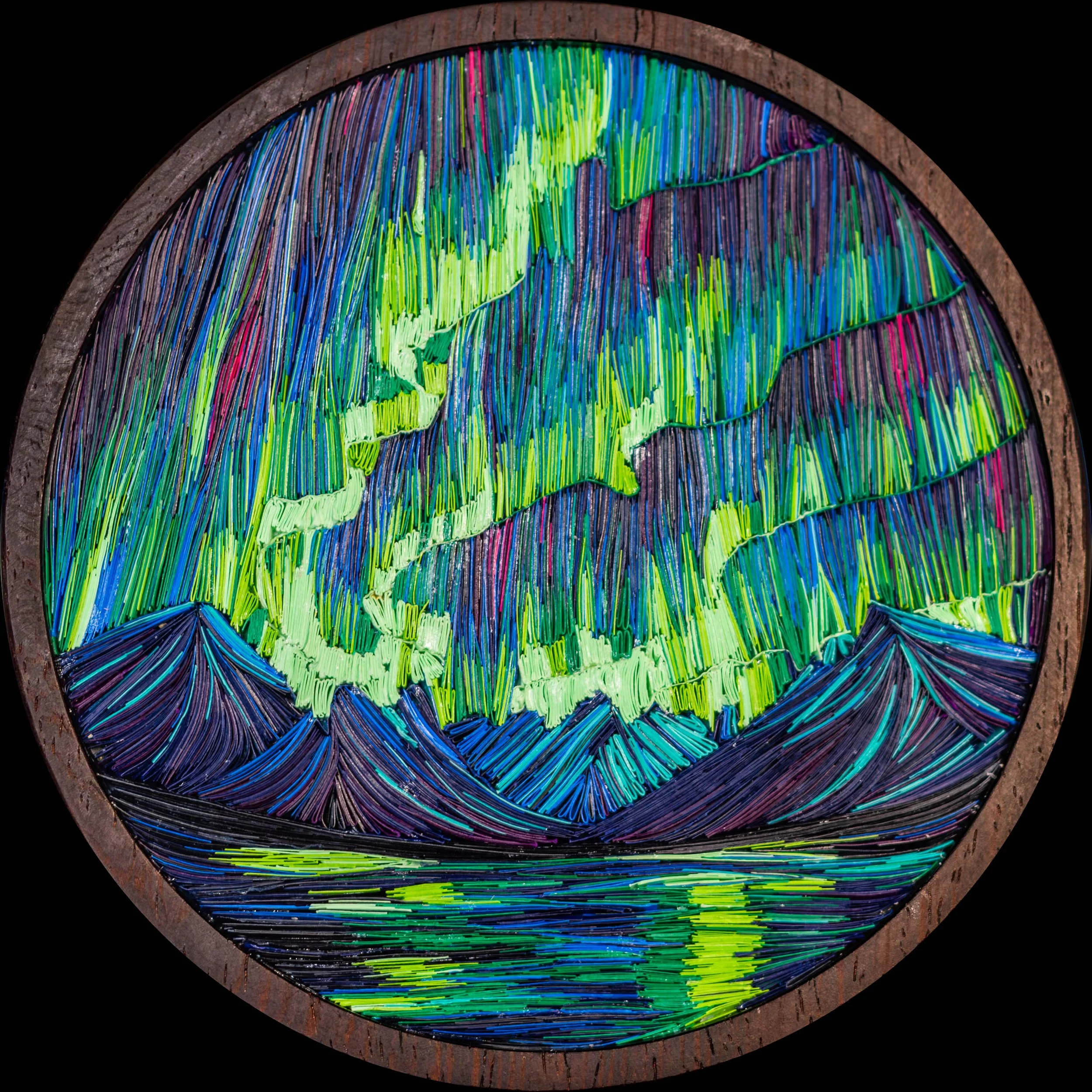 "Northern Lights" 3mm Paper Strip Quilling in Wenge Wood