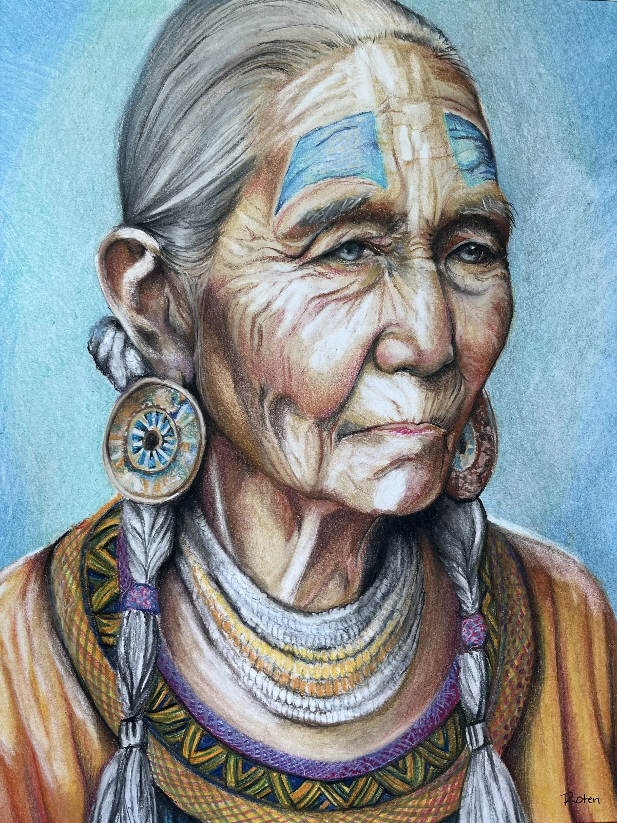 "Portrait of the Wise" Pastel Pencil on Paper