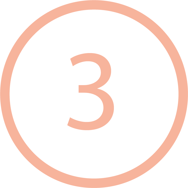 A pink circle with a large black center and the number 3 in pink inside the black area.