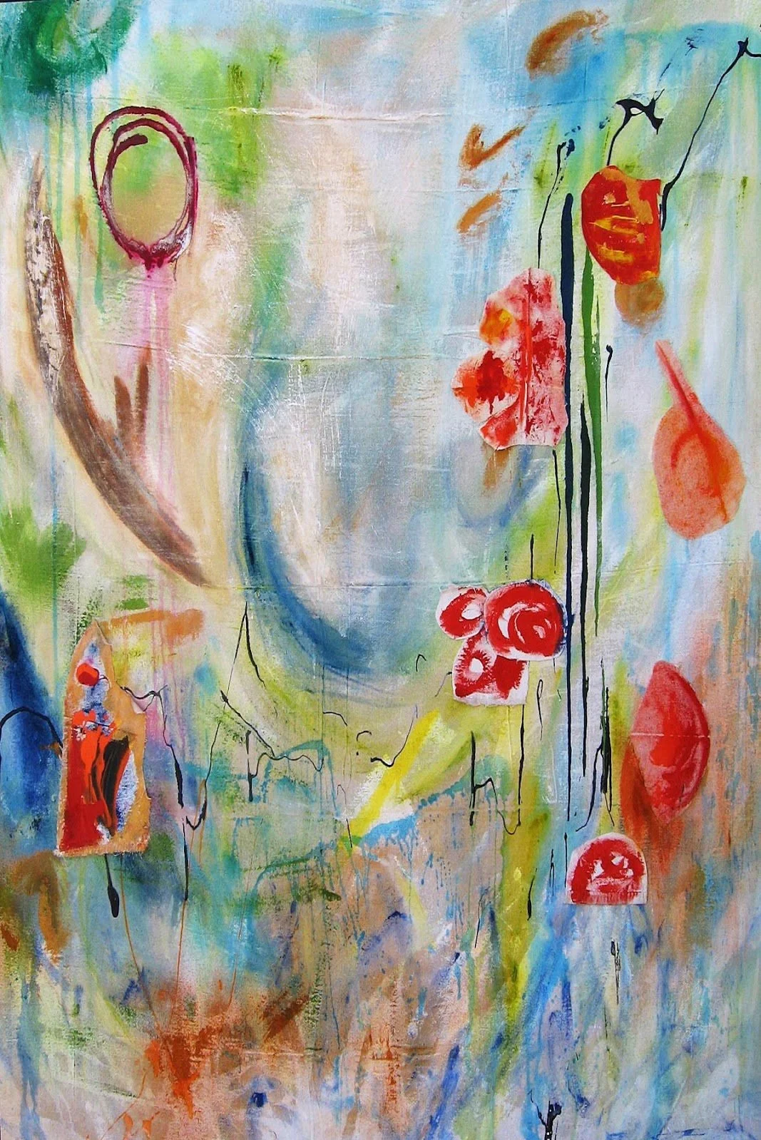 Autumnal 
Acrylic on Raw Canvas, Collage 60” x 48” SOLD