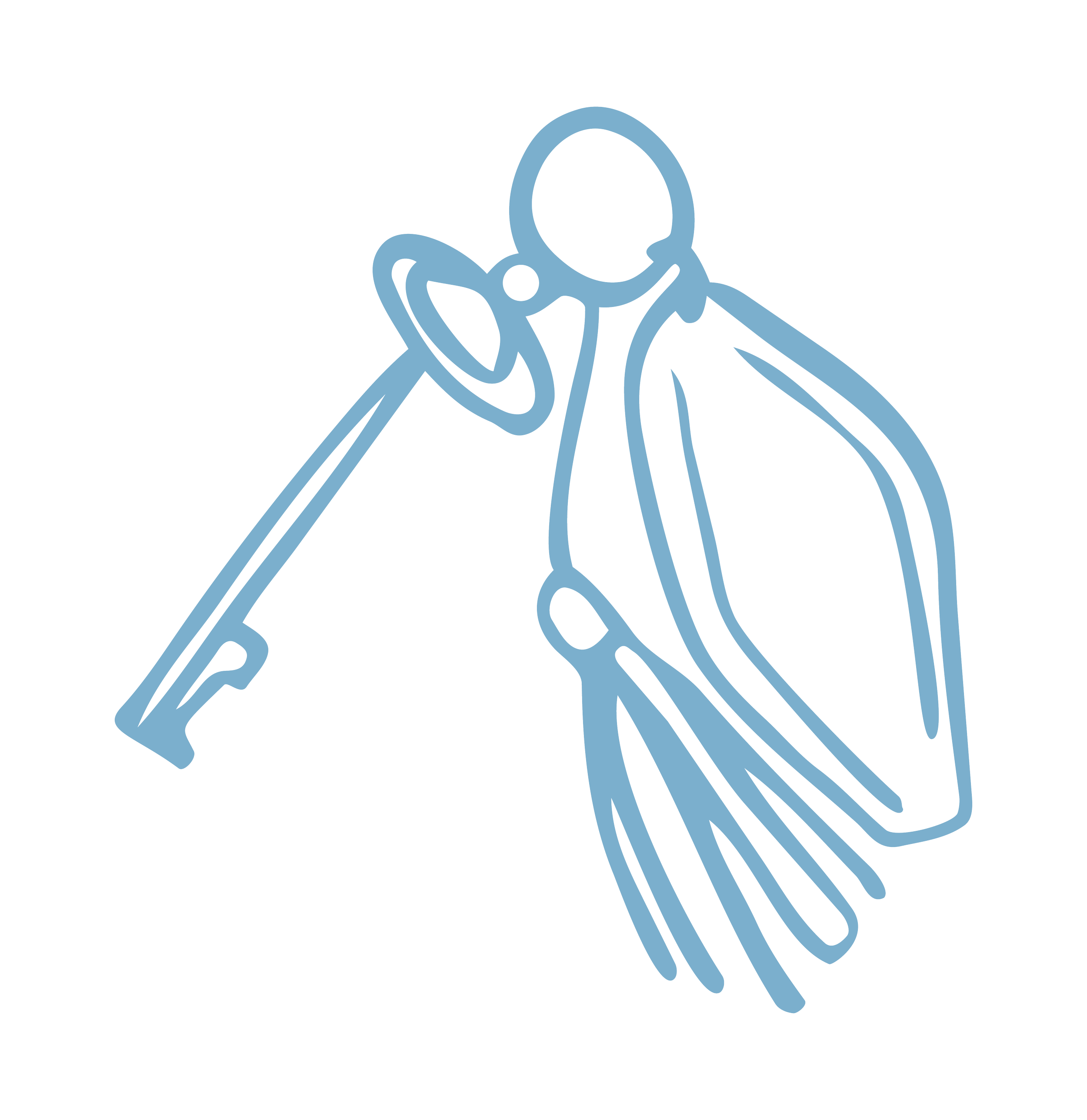 Line drawing of a boutique hotel room key.