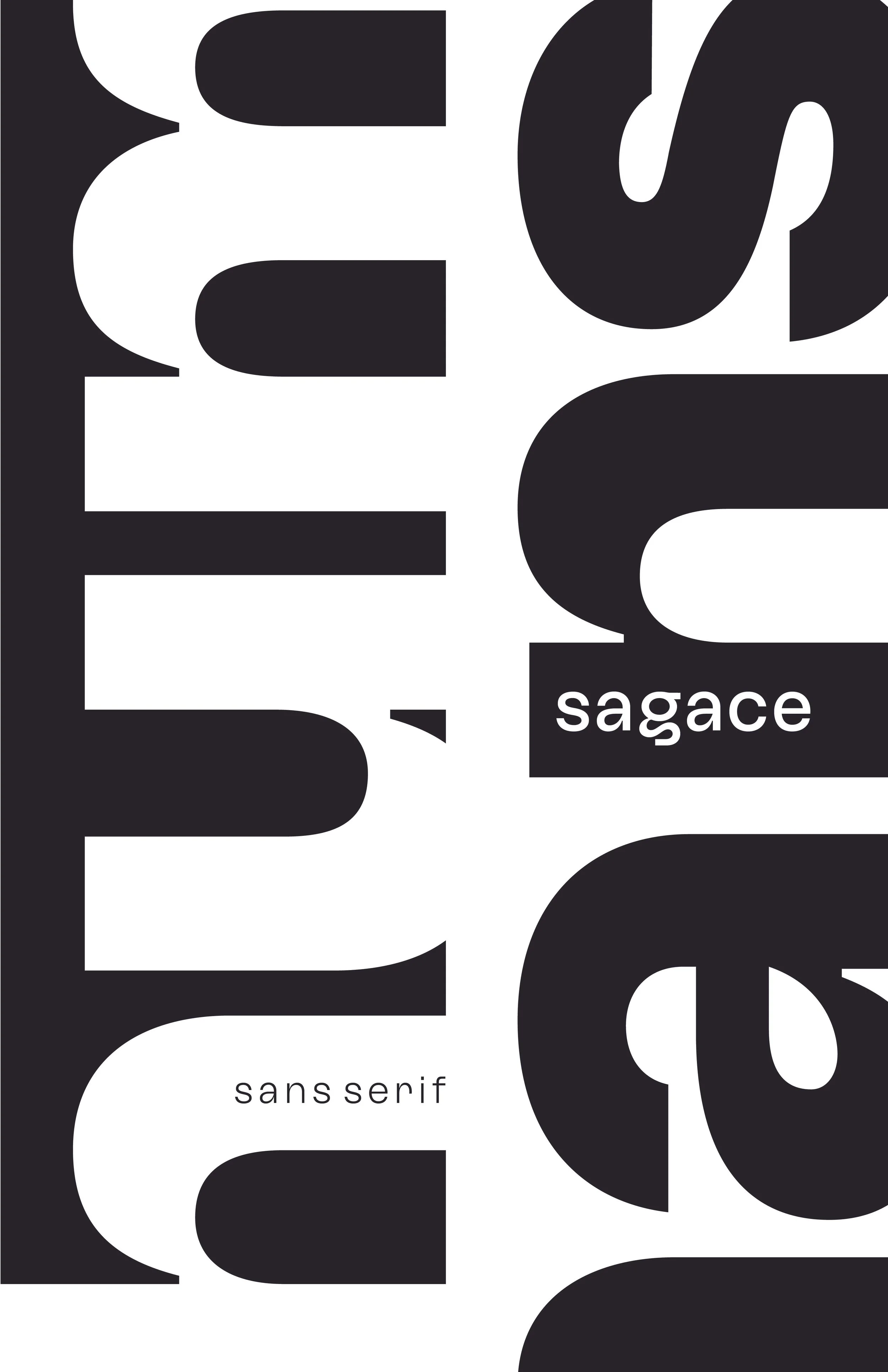 Book cover featuring large black typography with the words 'sans serif' and smaller white text 'sagace'.