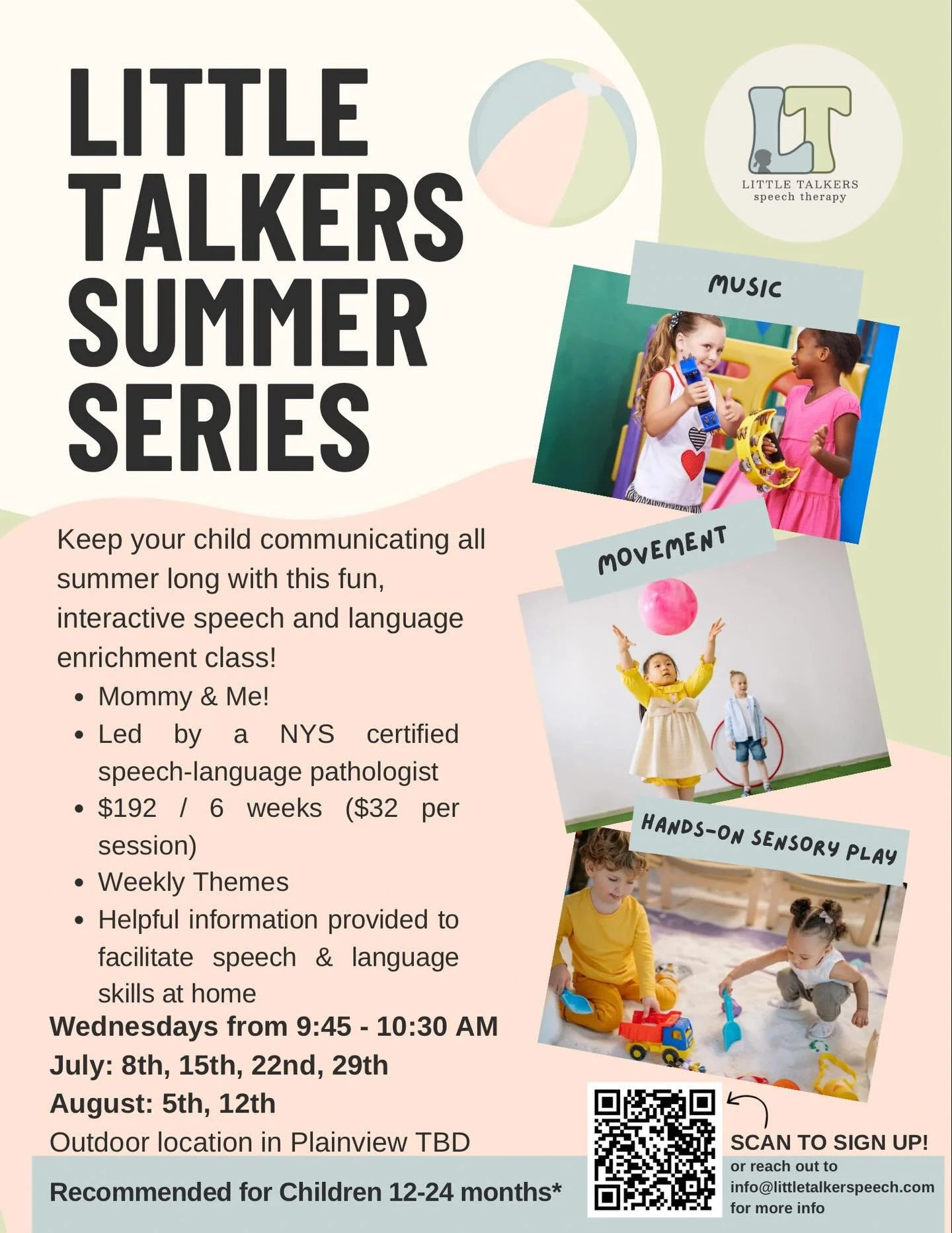 LOCAL MOMS 👋

Our practice is hosting a summer toddler communication group (12&ndash;24 months)!

🎵 Music
🏃 Movement
🧸 Play and sensory learning
💬 Parent tips included

Wednesdays this summer | 9:45&ndash;10:30 AM

Message me for details or go t